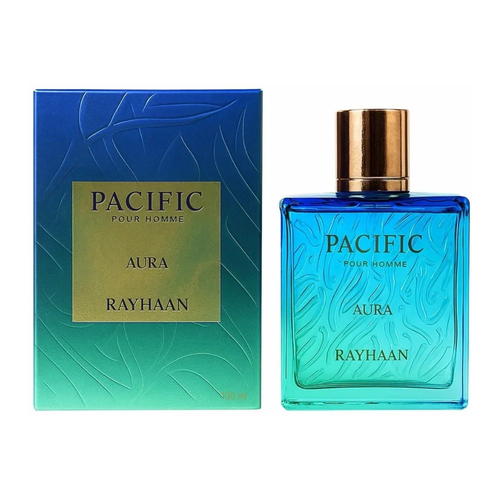Rayhaan Pacific Aura Perfume Árabe Hombre Eau de Parfum 100ml Original Fresco Cítrico Ambarado Larga Duración