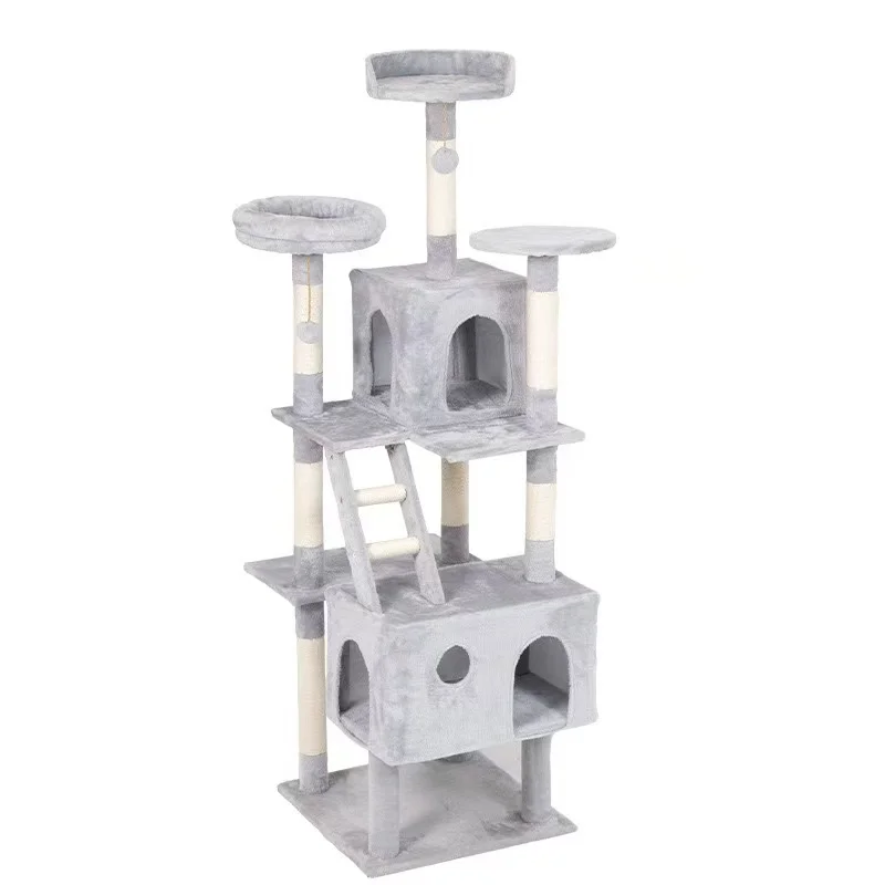 TorreÁrbolparaGatos,168cm,MúltiplesNivelesconCondominiosyPlataformas,GrisClaro-AliExpress