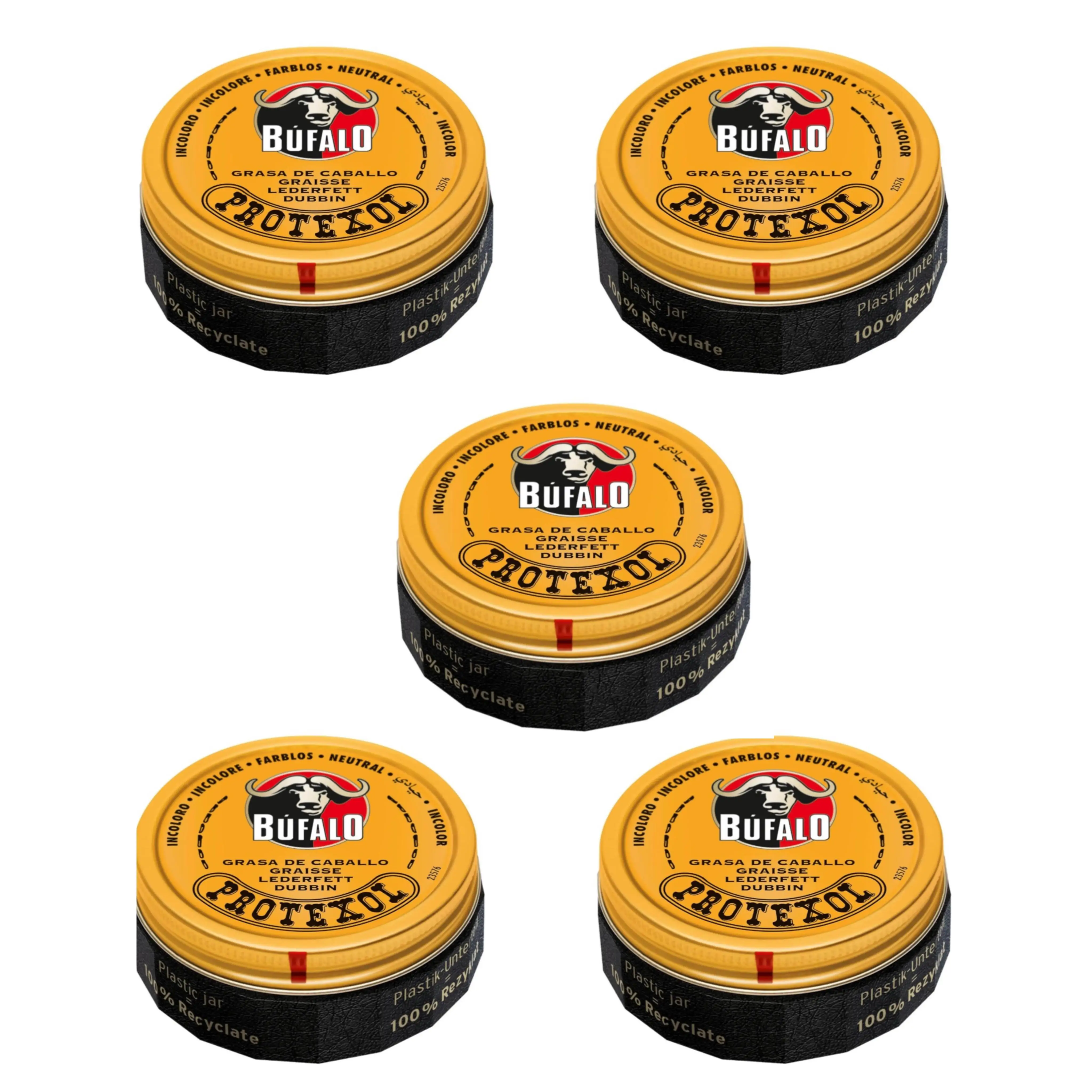 Bufalo Pack de 5uds x Grasa para cuero, Grasa de Caballo 75ml x 5 unidades – Cuida e impermeabiliza