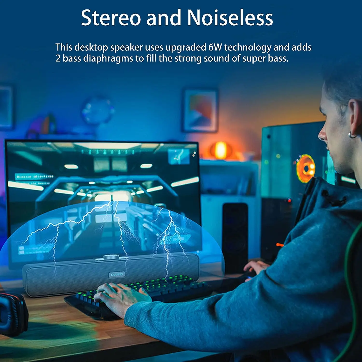 USB Speakers for Pc Laptop Sound Bar USB Speakers Computer Bar for Computer Notebook Tv Laptop USB 2.0 Inressi Audio 3.5 Mm, Not Rechargeable, No Bluetooth