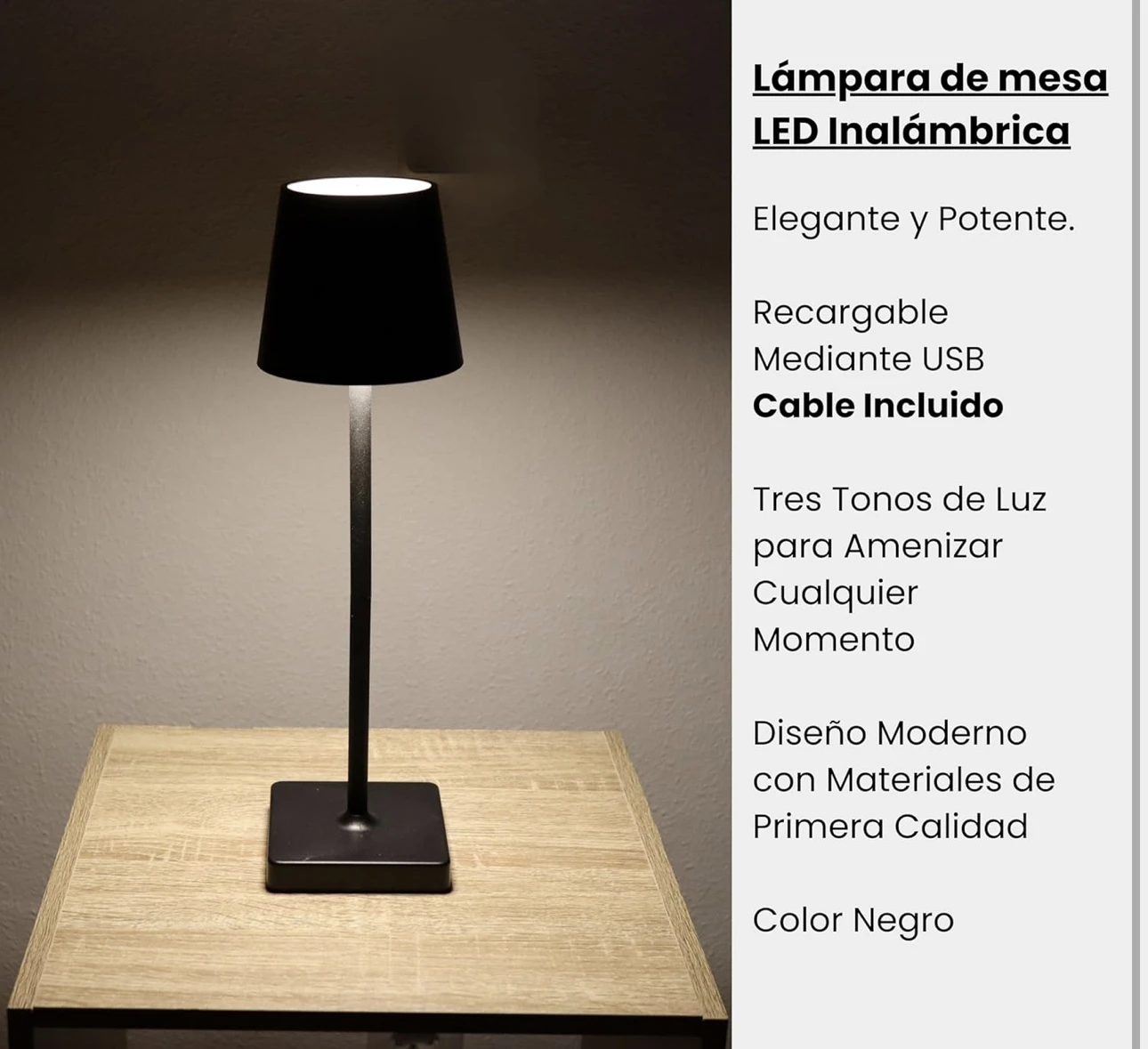 Wireless LED Table Lamp, Portable and Two-Layer Adjustable Rechargeable Lamp, Touch Control, Dimmable to 3 Modes Light, Waterproof IP54 for Indoor, Outdoor and Bedside Table