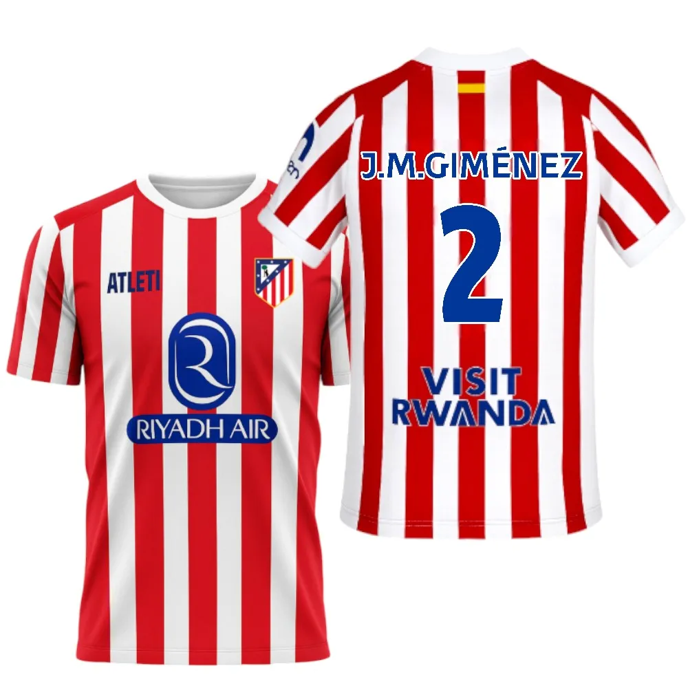 Atletico de Madrid - Camiseta J.M. Giménez 25-26 | Dorsal 2 Estilo Jugador | Rayas Rojas clásicas | Tejido técnico Transpirable