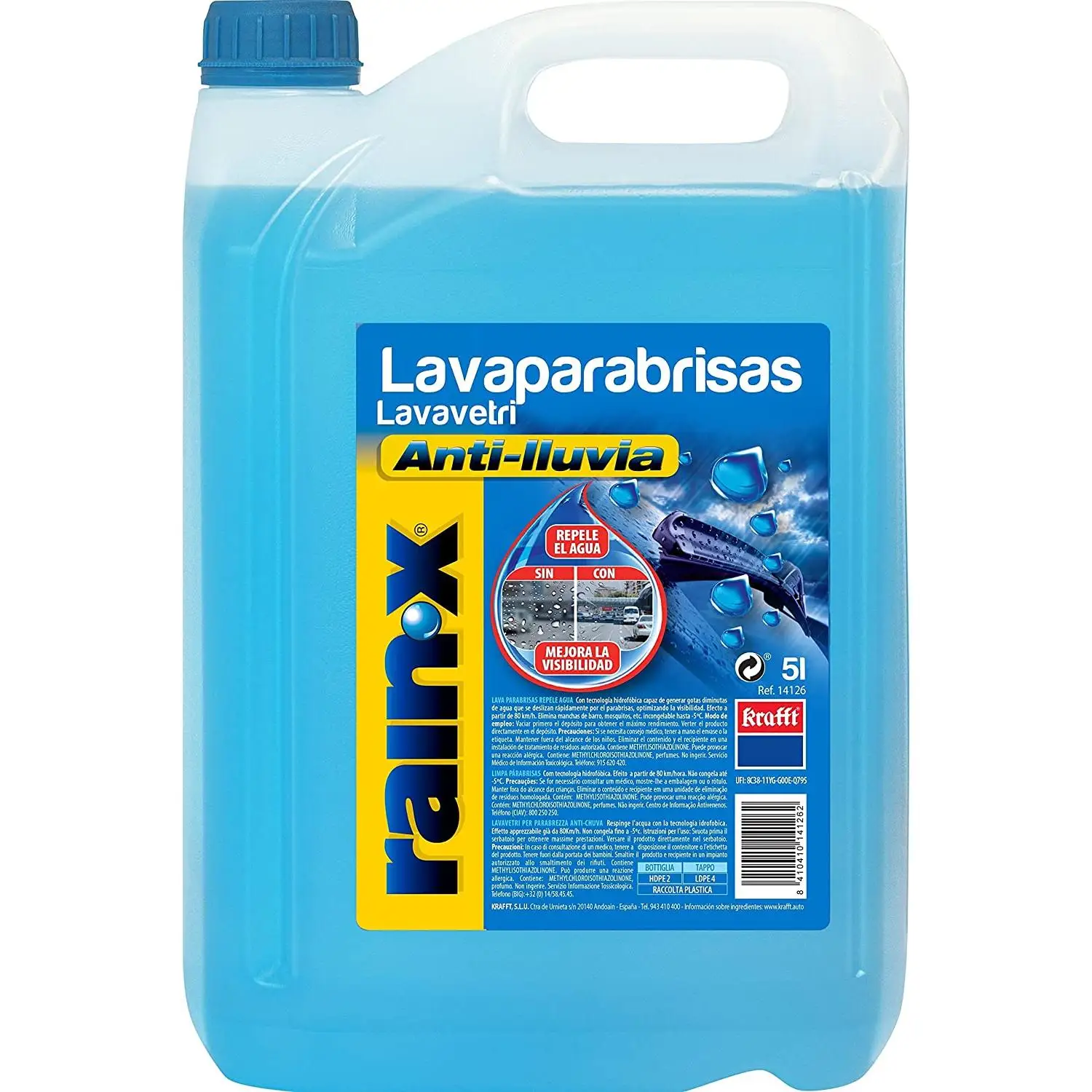 Krafft car wiper with hydrophobic treatment and antifreeze-5 litres