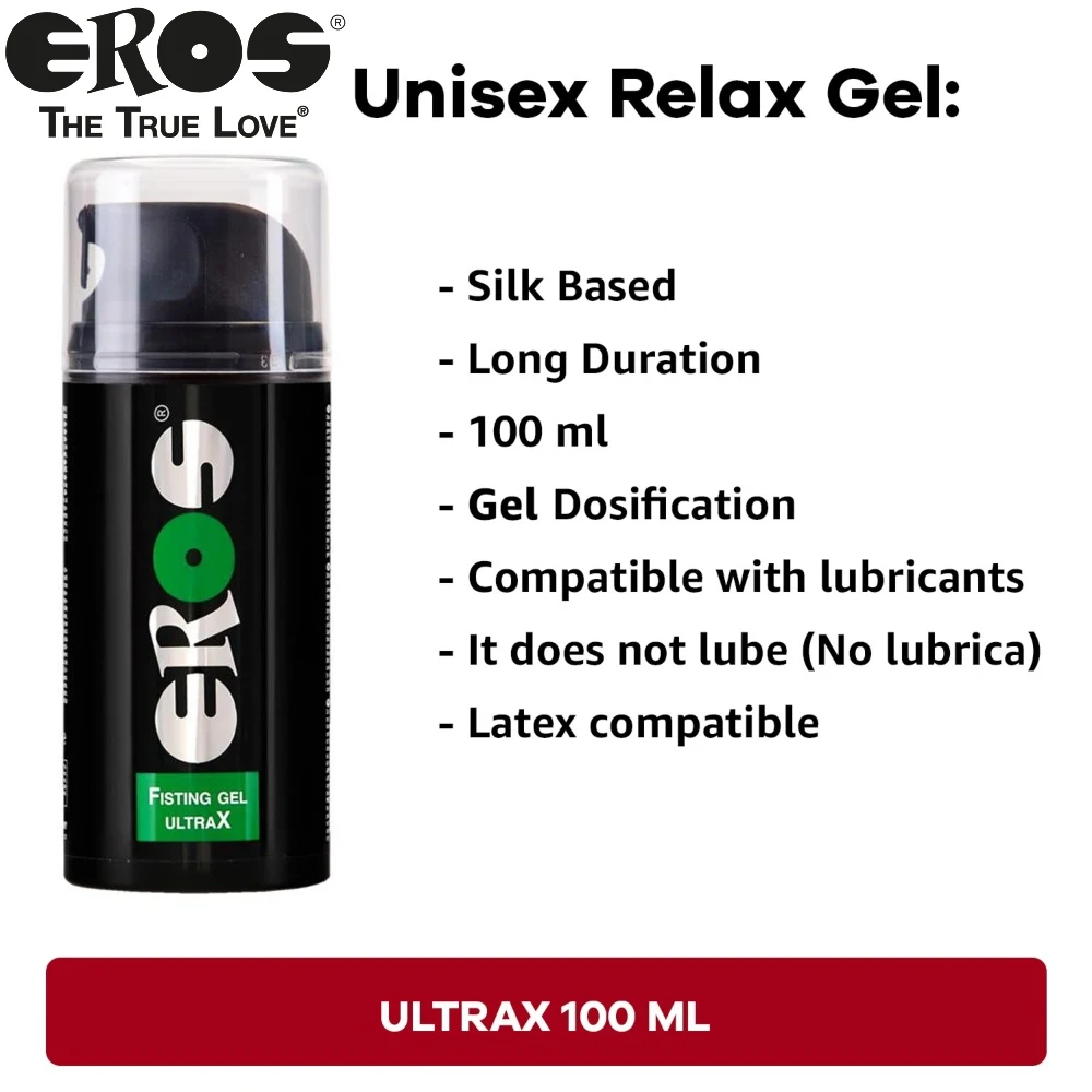 Lubricant Eros Fisting Gel ultra-X silicone Base for rear penetrations with large size toys or extreme Anal practice Anal sex pain-free gliding lasting without Perfumes and parabens made in Germany 100 sizes 200 and 500 ML