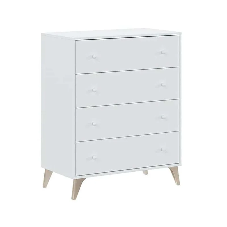 MOBELCENTER - Cómoda Dormitorio Matrimonio 4 Cajones Sweet – Color Blanco Artik – – Medidas: Ancho: 77 cm x Fondo: 40 cm x Alto: 95 cm - (1106)