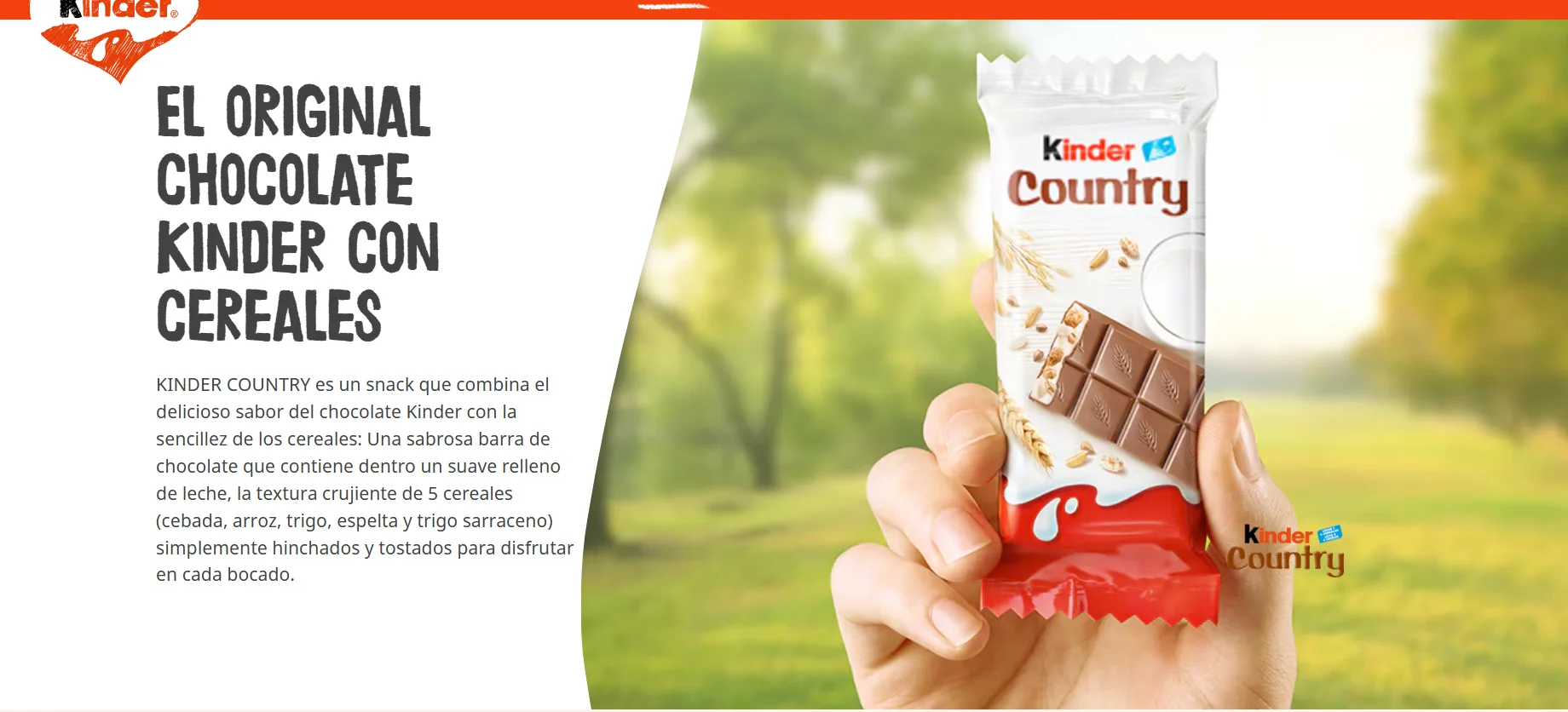 Kinder COUNTRY National Spain Original box of 40 units-delicious extra-fine milk chocolate snack and filled with milk and cereals. Contains 40 units individually wrapped very rich