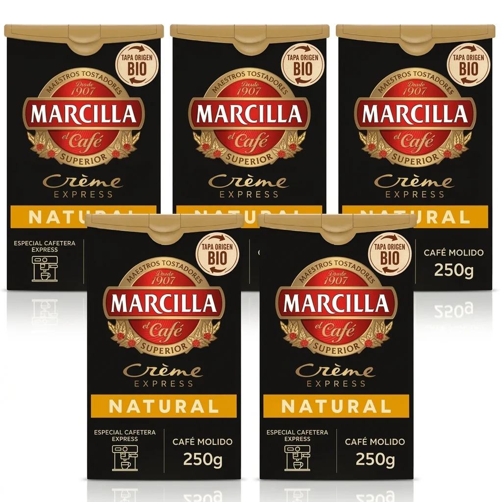 Marcilla Café Molido Crème Express Natural 250g - PACK AHORRO 5 UNIDADES - QUMIR