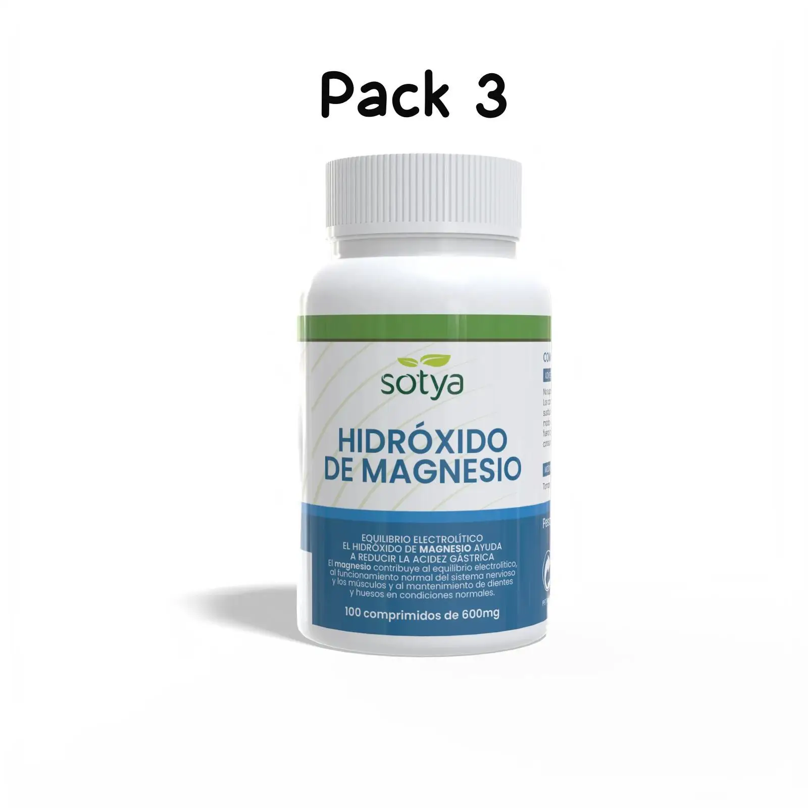 Pack 3 Hidroxido de magnesio (Mg marino) 600mg 100 comprimidos Sotya