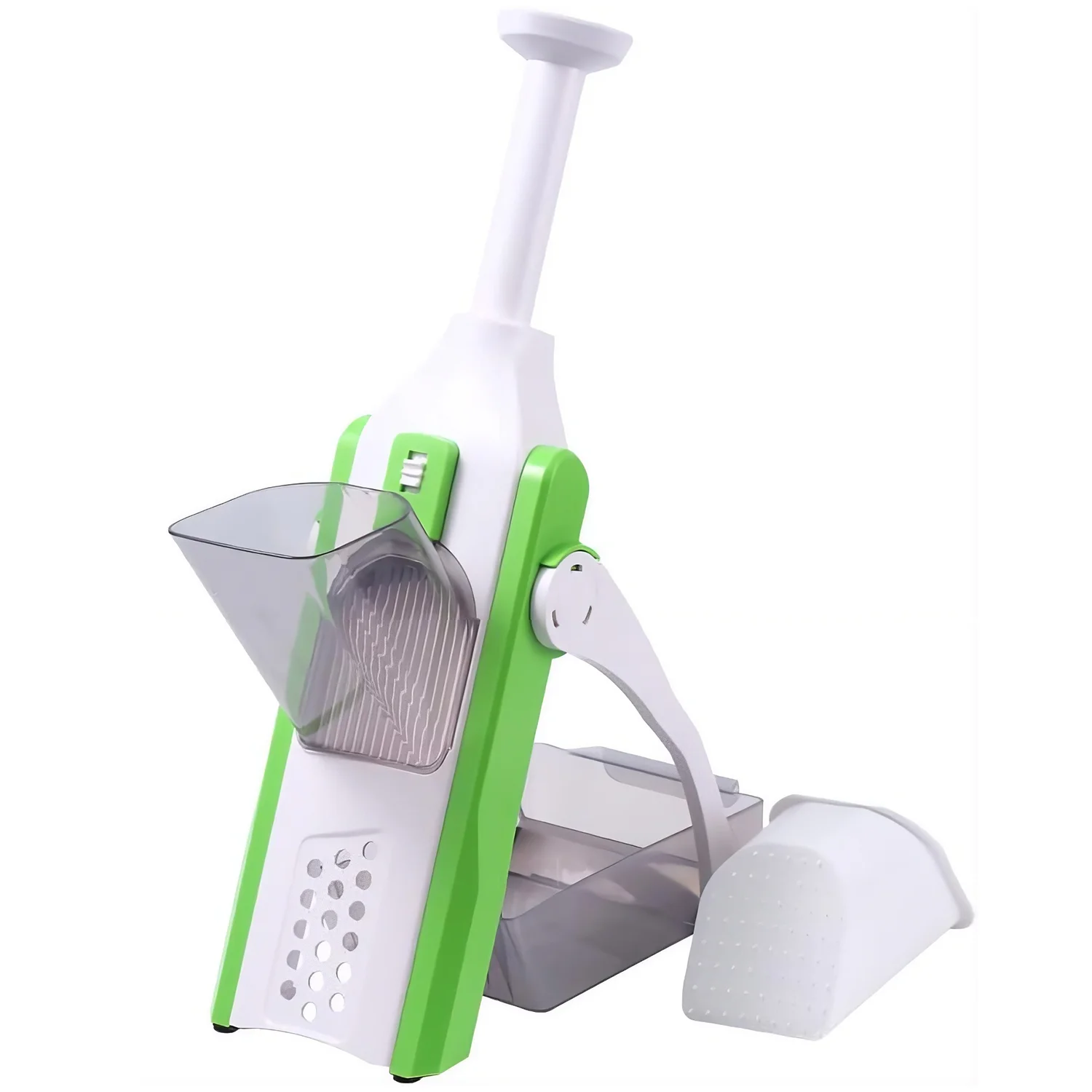 Cortador de Verduras y Patatas, 4 Funciones en 1: Corte en Rodajas, Palitos, Juliana y Cubitos, con Ajuste de Grosor, Cuchillas de Acero Inoxidable, Fácil de Usar y Limpiar, Hecho de Materiales