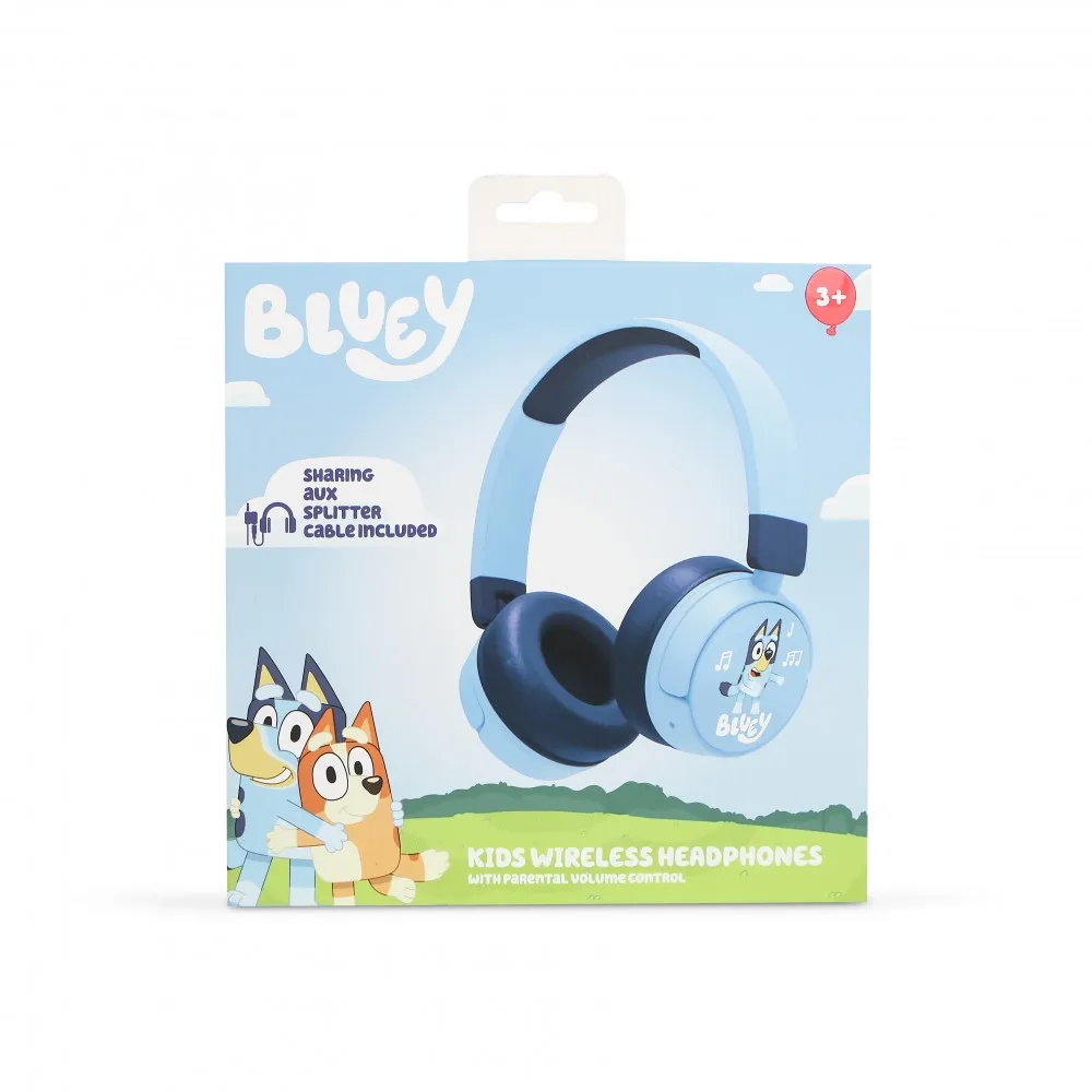 AURICULARES INFANTILES SIN CABLE BLUEY CON CONTROL PARENTAL DE VOLUMEN Y CABLE PARA COMPARTIR AUDIO OTL Technologies