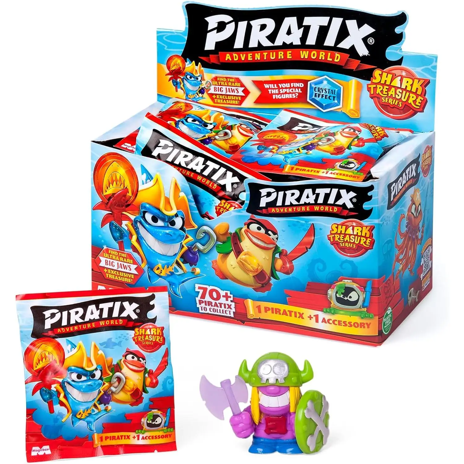 Magic Box - Piratix Shark Treasure about One Pack, including 1 figure and 1 crystal accessory (Box 24 envelopes)