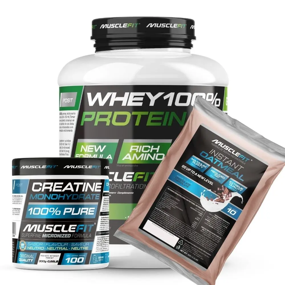 PACK MUSCLEFIT WHEY 2kg + Creatina 300g + Avena 1kg │MUSCLEVIP│Mas musculos