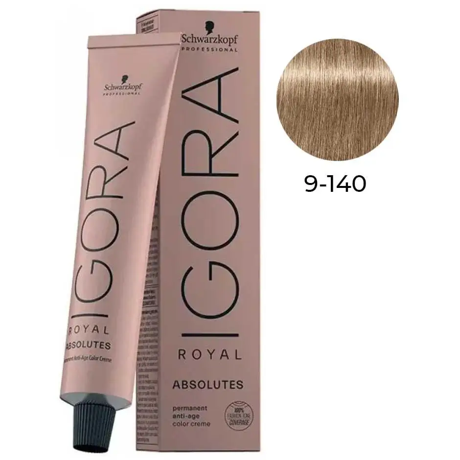 Tinte Igora Royal Absolut / Schwarzkopf - 9.140 Rubio Muy Claro Ceniza Beige Natural