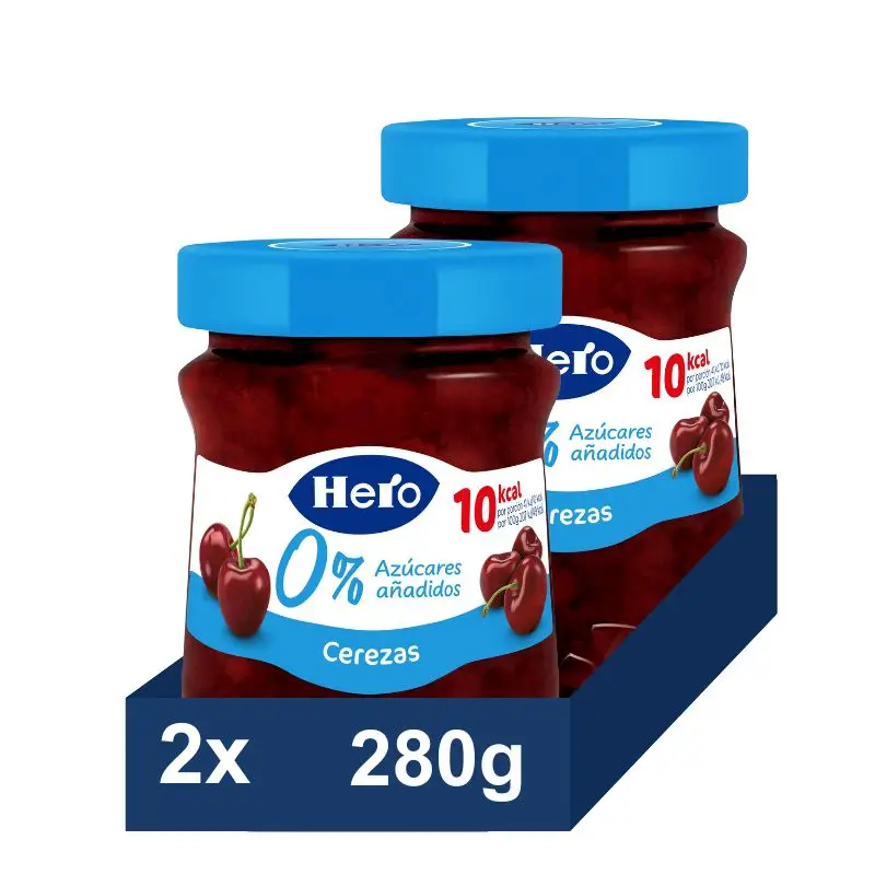 Hero. Mermelada de Cereza, 0% Azúcar añadido. Pack 2x280g