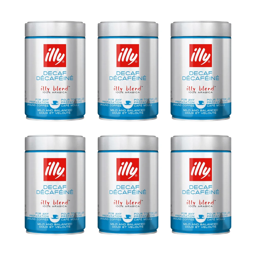 Pack 6 x illy decaffeinated ground coffee 250 grs - qumir