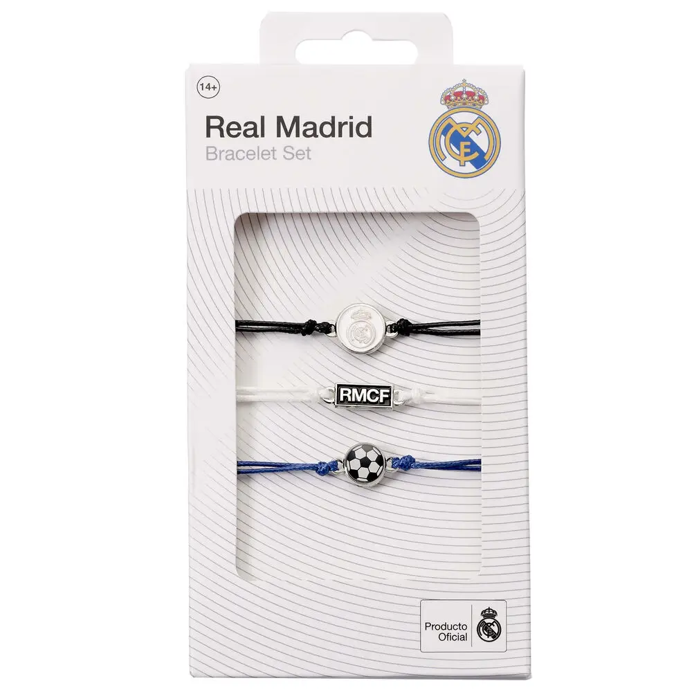 The Carat Shop Juego de 3 pulseras de la amistad del Real Madrid Football Club