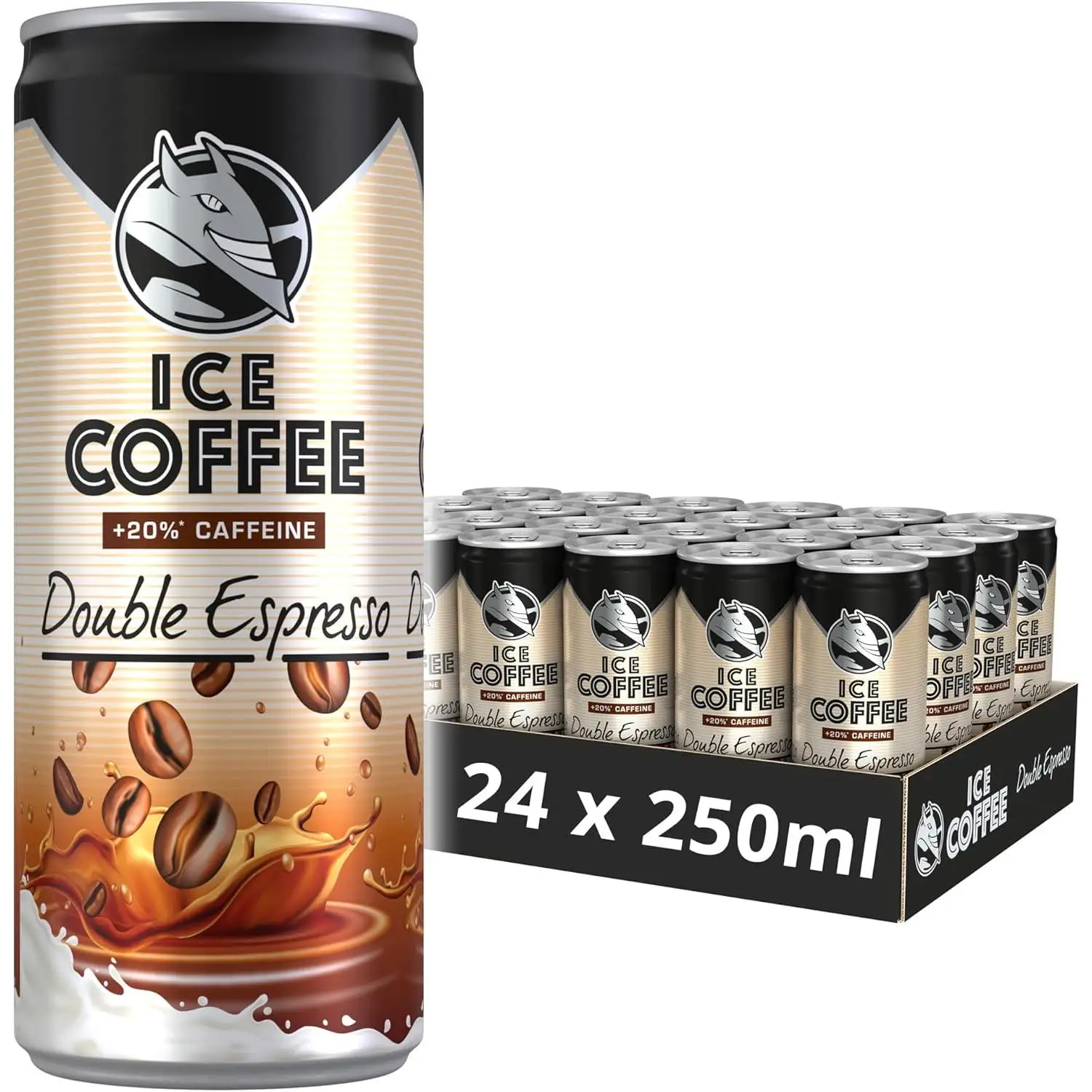 HELL ENERGY Café Expreso Doble 24 unidades x 250 ml - Bebida Energética con Extra de Cafeína, Sabor Intenso a Café, Listo para Beber, Ideal para Concentración y Energía – Marca Coca Cola