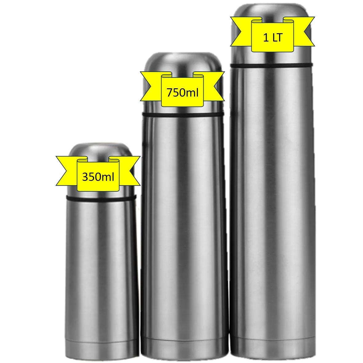 Termos de Acero Inoxidable | 1L, 750ml y 350ml | Mantiene Calor 12h y Frío 24h | Pico Vertedor