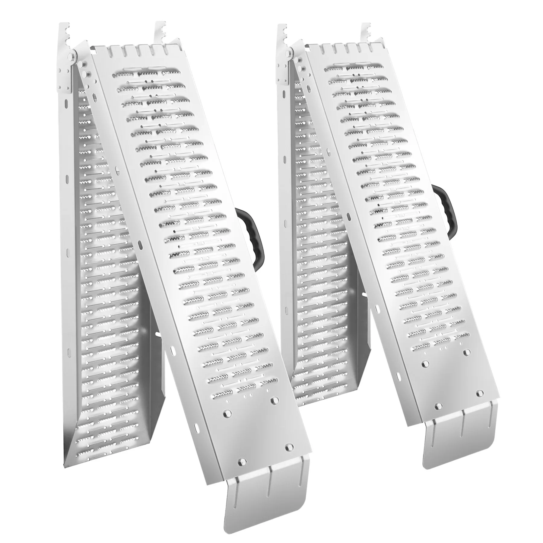 Tectake - Set de 2 rampas de carga Björn plegables, 400 kg de capacidad de carga  Gran longitud para un uso versátil  Con mecanismo de bloqueo y asas plegables y ergonómicas  Superficie perforada y bordes biselados para mayor resistencia  Plegables