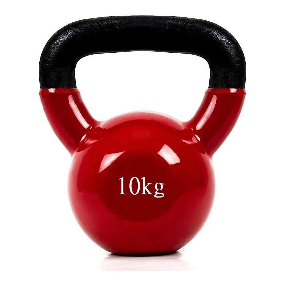 Mancuerna Pesa Rusa Kettlebell con revestimiento de vinilo con Mango Antideslizante Ejercicios y Entrenamiento, 10KG COSHANO
