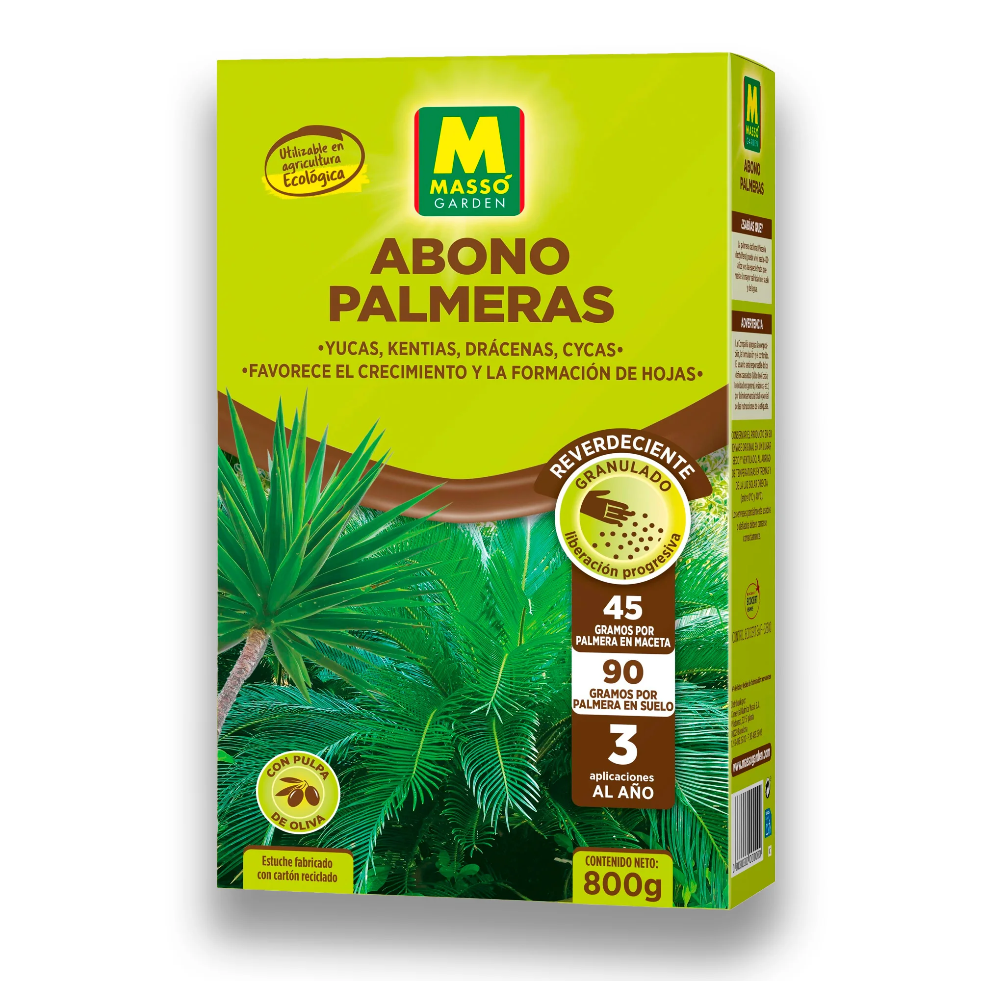Abono Palmeras Ecológico Granulado 800g MUY EFICAZ Potencia Verdor | Hasta 18 Palmeras | Fertilización suave y progresiva sin riesgo de quemaduras en Palmera | Agricultura Ecológica | Nexum+Market