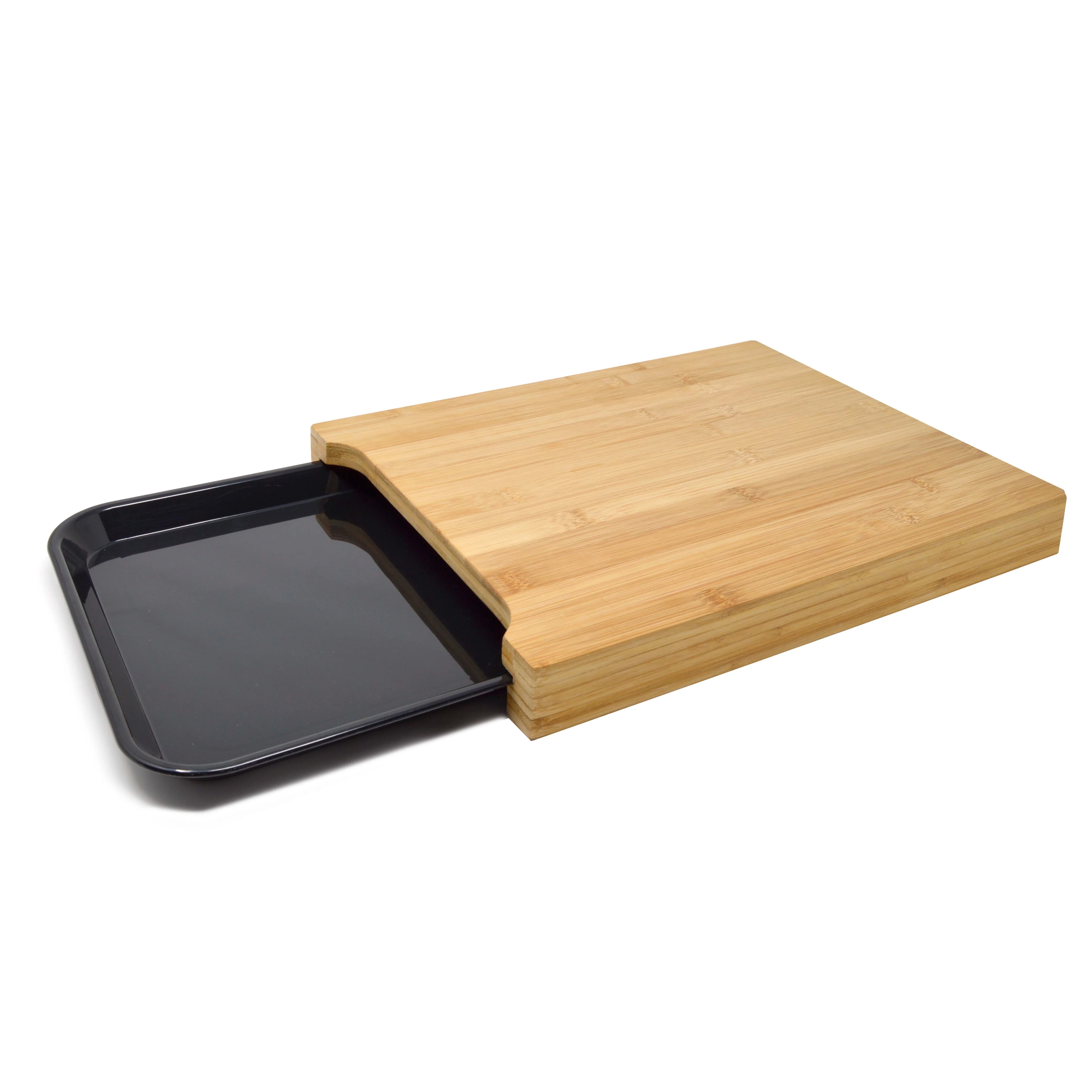 Tabla de cortar de bambú JOCCA con bandeja extraíble – Tabla de cocina robusta y ecológica, ideal para cortar y recoger alimentos fácilmente – Incluye bandeja de plástico extraíble – Medidas 36x27,5 cm tabla y 35x24 cm bandeja – Práctica y funcional