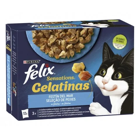 Felix Sensations Selección De Pescados En Gelatina Para Gatos 12 X 85 Gr