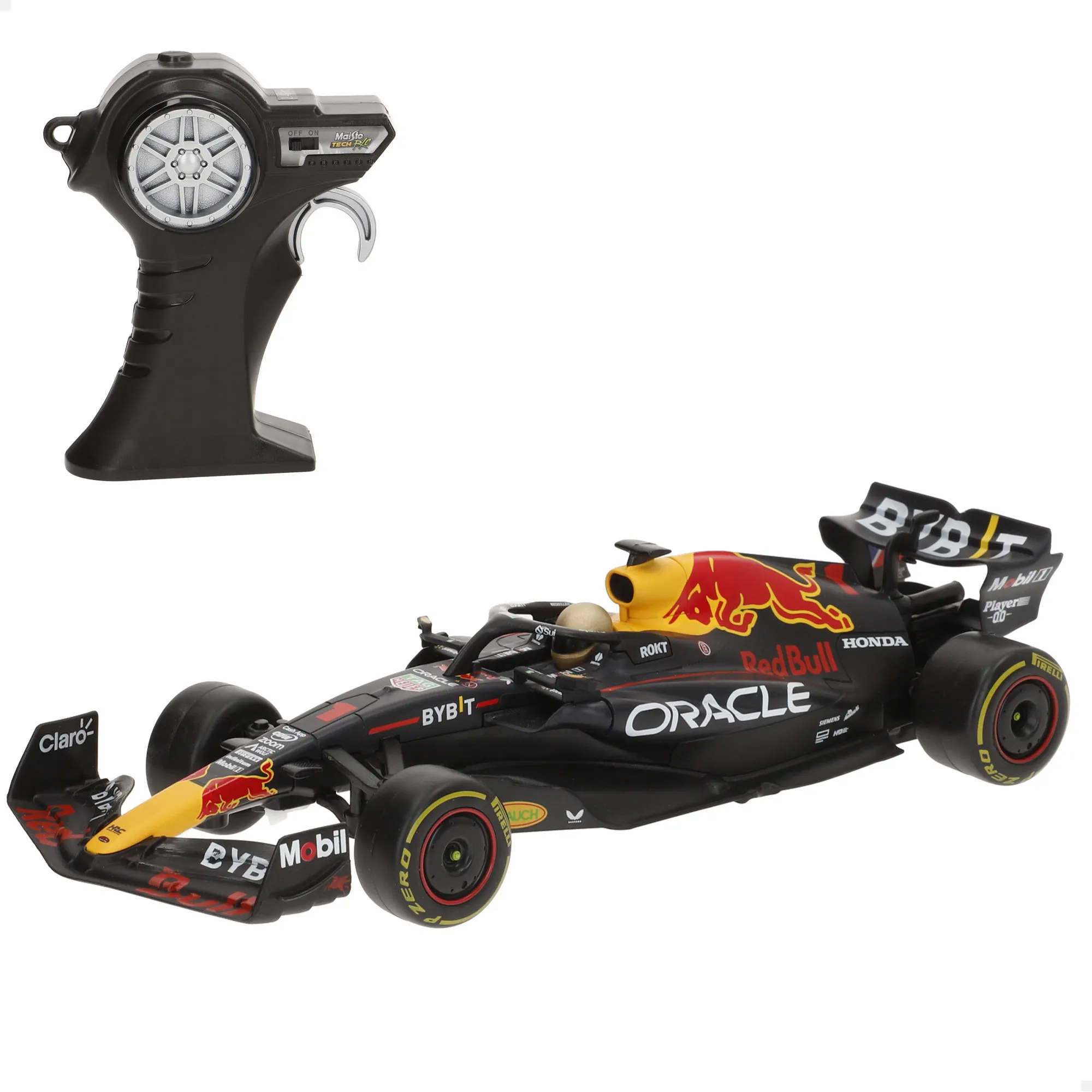 Maisto - Coche F1 radiocontrol Red Bull RB19, escala 1:24, batería USB, mando 2.4 GHz, 6 funciones, diseño realista para carreras y coleccionistas (78104)