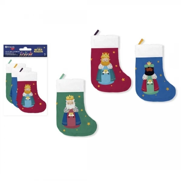 Bismark 3 pack Three Kings Wise Men Decorative Socks-With Hanging Ribbon