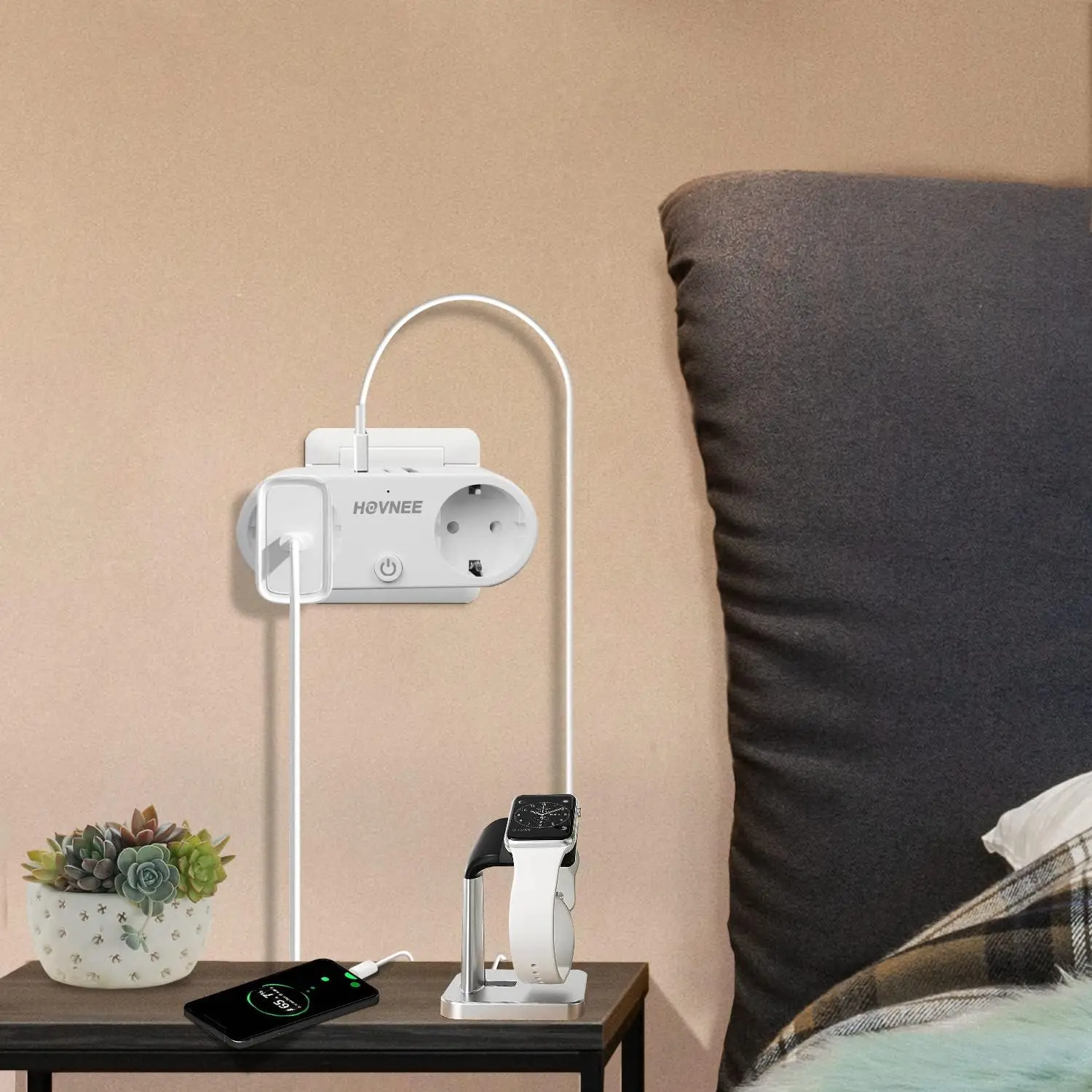 Plug adapter, with usb and usb c, socket thief with usb type c, 5 in 1 multiple usb plug with 3 usb (1 usb-c + 2 usb-a) and 2 schuko sockets, multiple wall plug with switch, suitable for home, office and travel, white