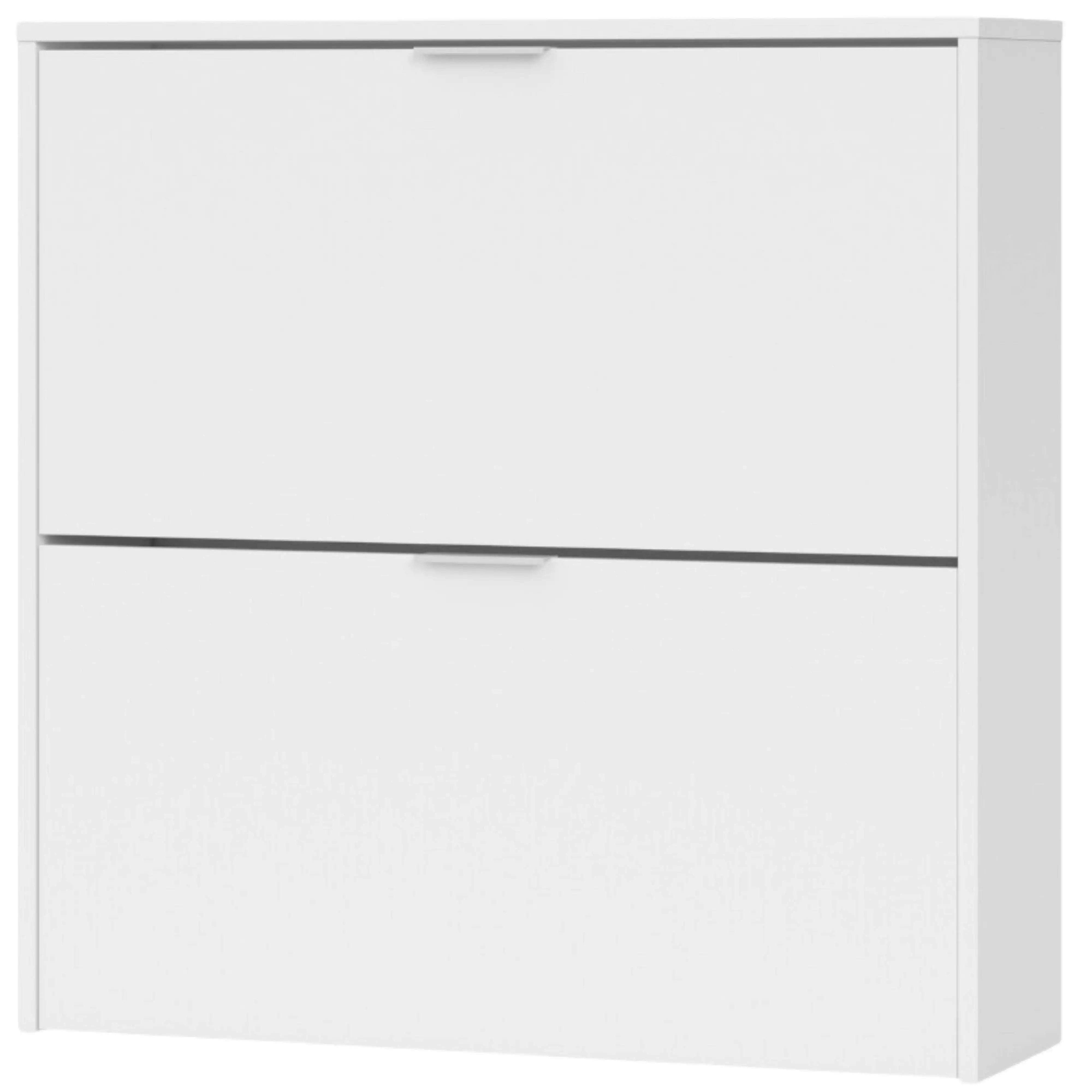 Miroytengo Zapatero 2 Puertas Abatibles en Color Blanco Mate Dormitorio Pasillo Estilo Moderno Mueble 76x75x22 cm