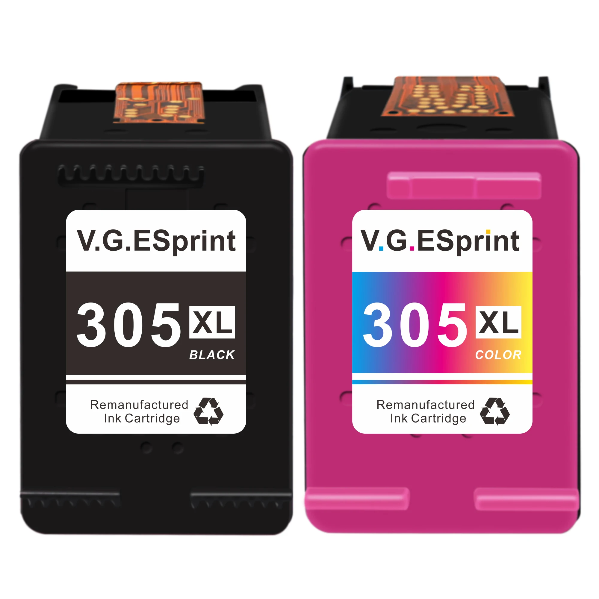 V.G. Sprint remanufactured for HP 305 XL high capacity ink cartridge, Compatible with HP Deskjet Series 305, 2700, Envy Series 4200, 6020, 6030, 6400, 6430