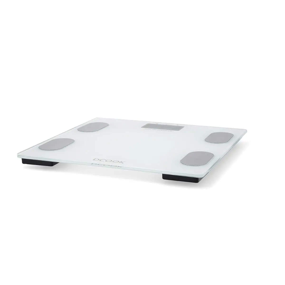 DCOOK GALLERY scale measures fat up to 180kg - 30x30x2CM white matte Display lcd extra large, independently indicates the percentage of water and body fat, 4 measurement sensors, low battery and overload indicator, weight in Kg and Lb , Permi