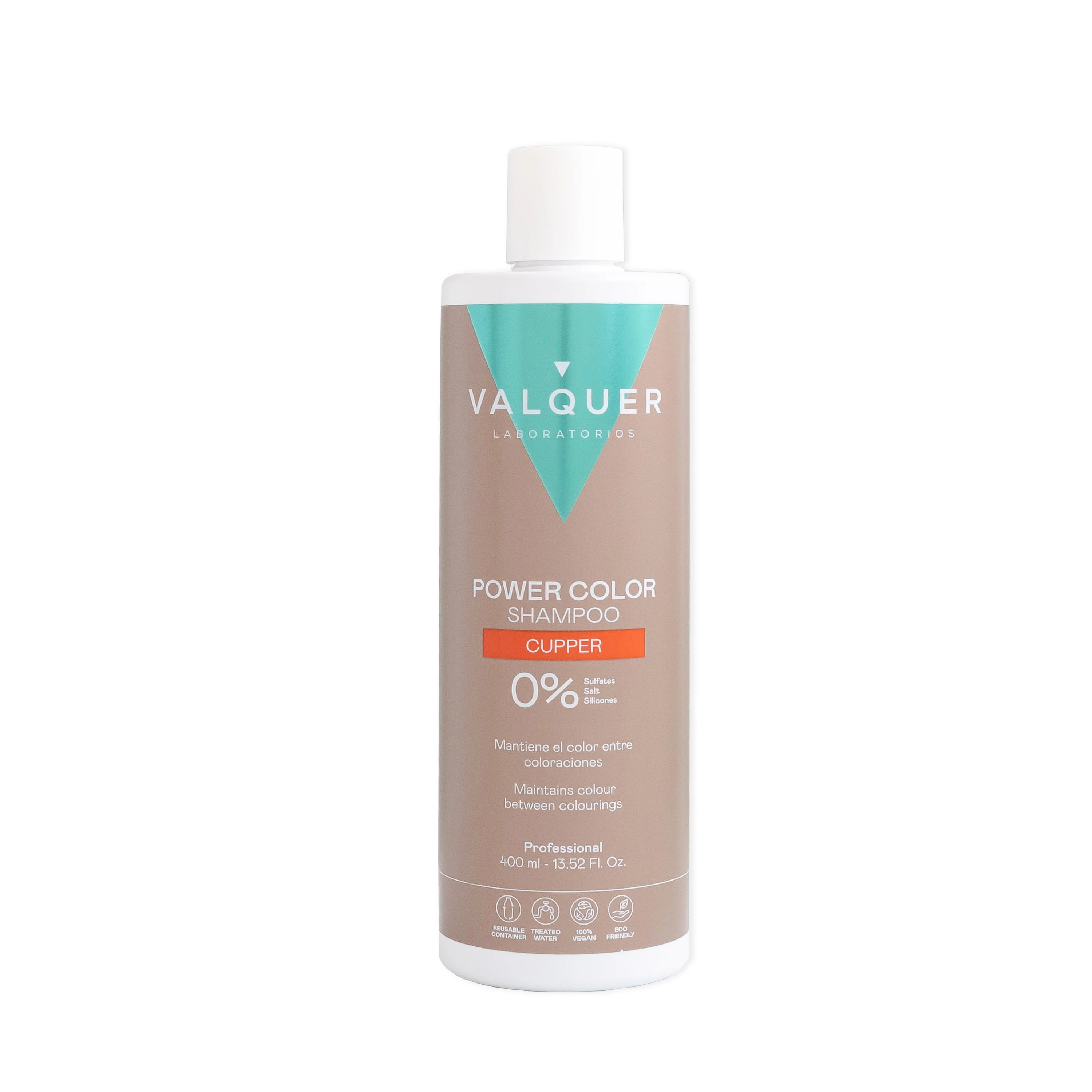 Valquer Laboratorios Champú Power Color Cobre 400 Ml - Zero % Vegano, Cuidado Capilar Nutritivo y Sin Químicos Dañinos