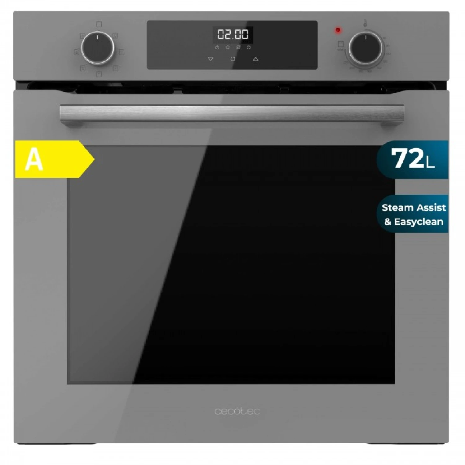 Cecotec Horno Multifunción Integrable 60cm Bolero Hexa M226000 Glass Grey A. 2800W, 72L, 7 Funciones, Modo Grill