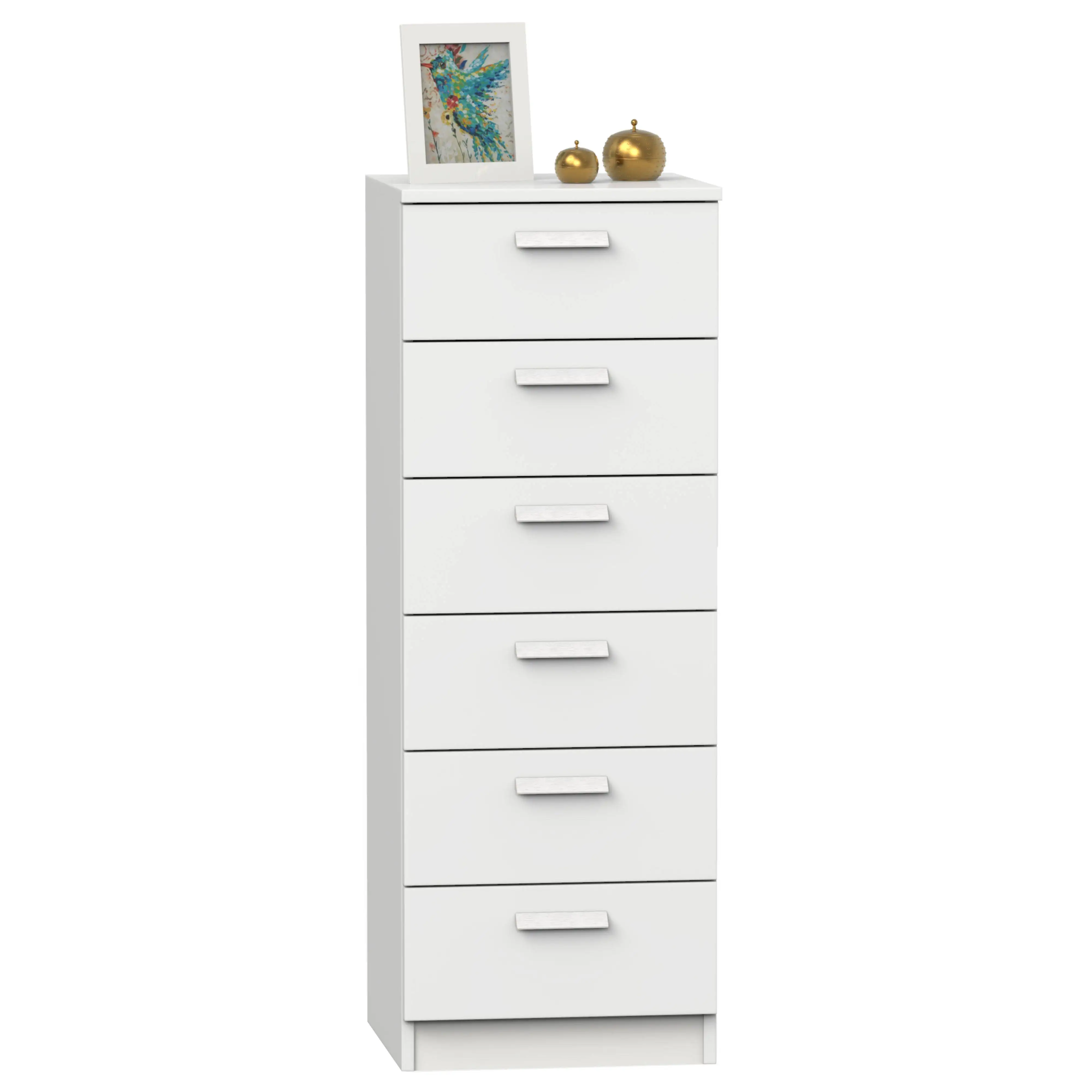 Miroytengo Sinfonier Con 6 Cajones en Melamina Color Blanco Mate 40x40x110 cm Para Dormitorios Grandes y Juveniles