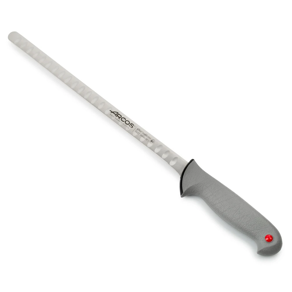 Arcos Serie Colour Proof - Cuchillo Salmón - Cuchillo Pescado - Hoja 12" Acero Inoxidable Nitrum - Mango Polipropileno Cubierto por Elastómero Color Negro - Ideal para Uso Profesional e Higiene.