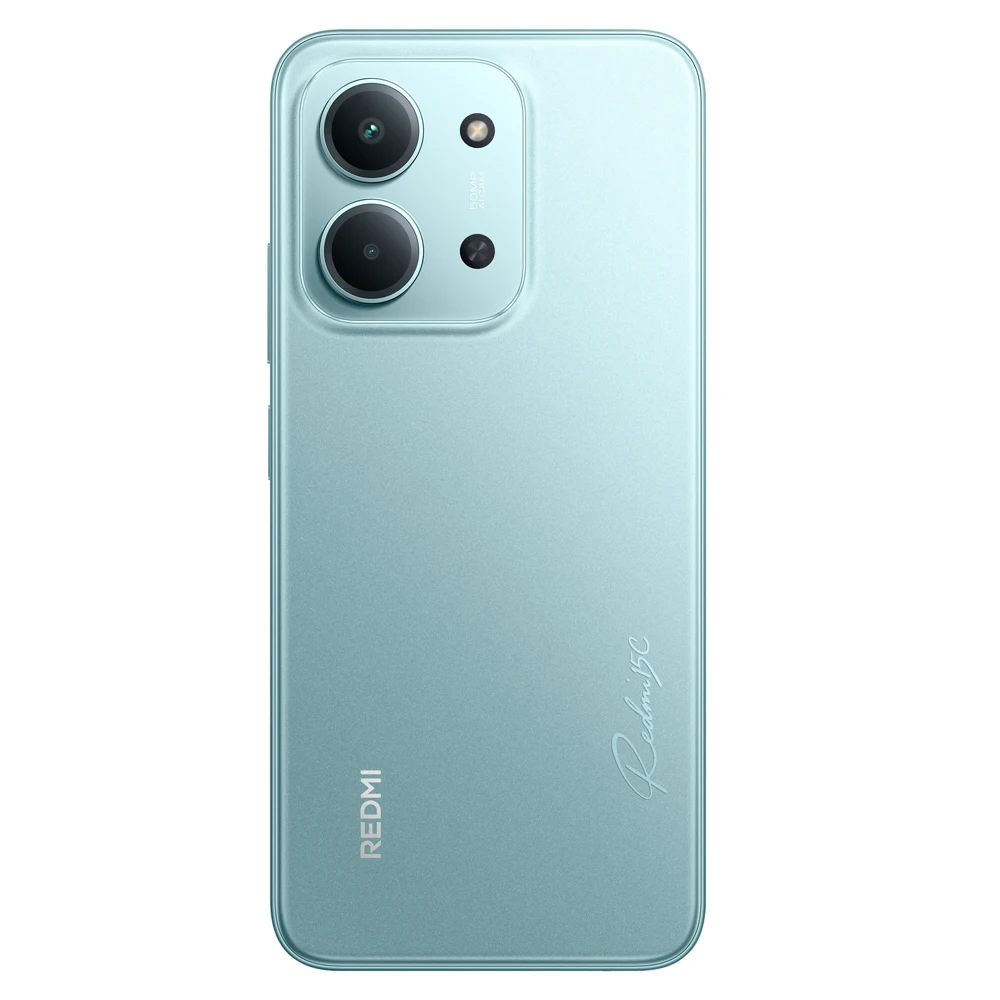 Xiaomi Redmi 15C smartphone with 6.9" HD+ display, MediaTek Helio G81-Ultra processor, dual 50MP AI camera, 6000 mAh battery, and 33W fast charging, featuring Xiaomi HyperOS for a seamless experience.