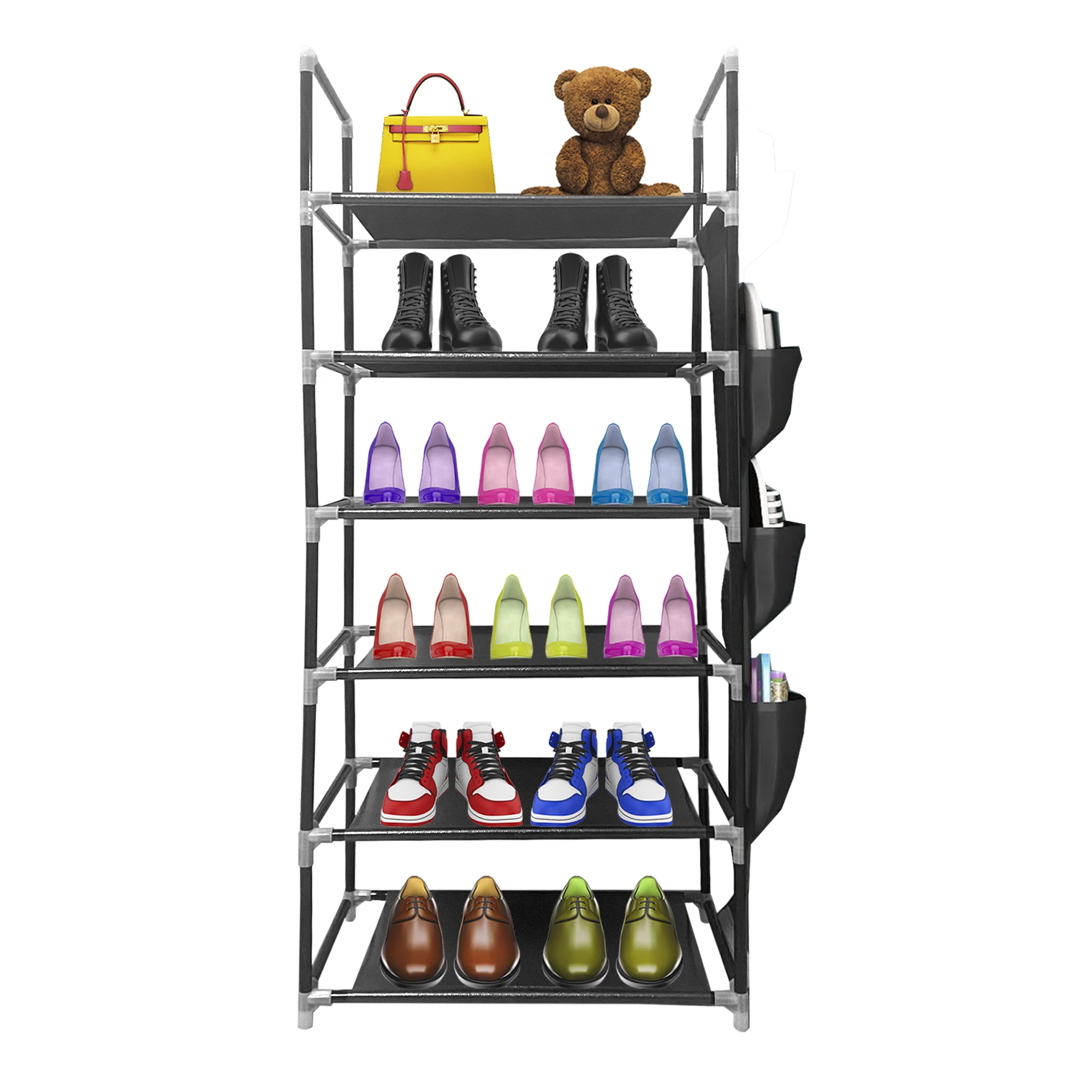 Zapatero Metálico Modular Nyana Home Hasta 18 Pares 108x46x27cm Negro