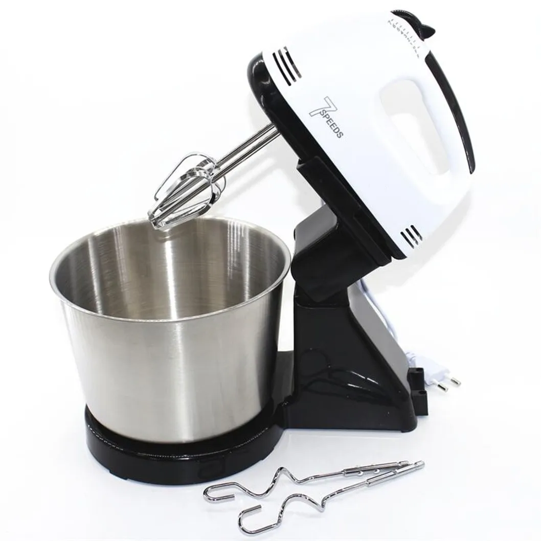 Miscelatore con ciotola 1,7L, 200W, 7 velocità, miscelazione e montaggio, compatto, facile da pulire, cucina domestica, LoLek