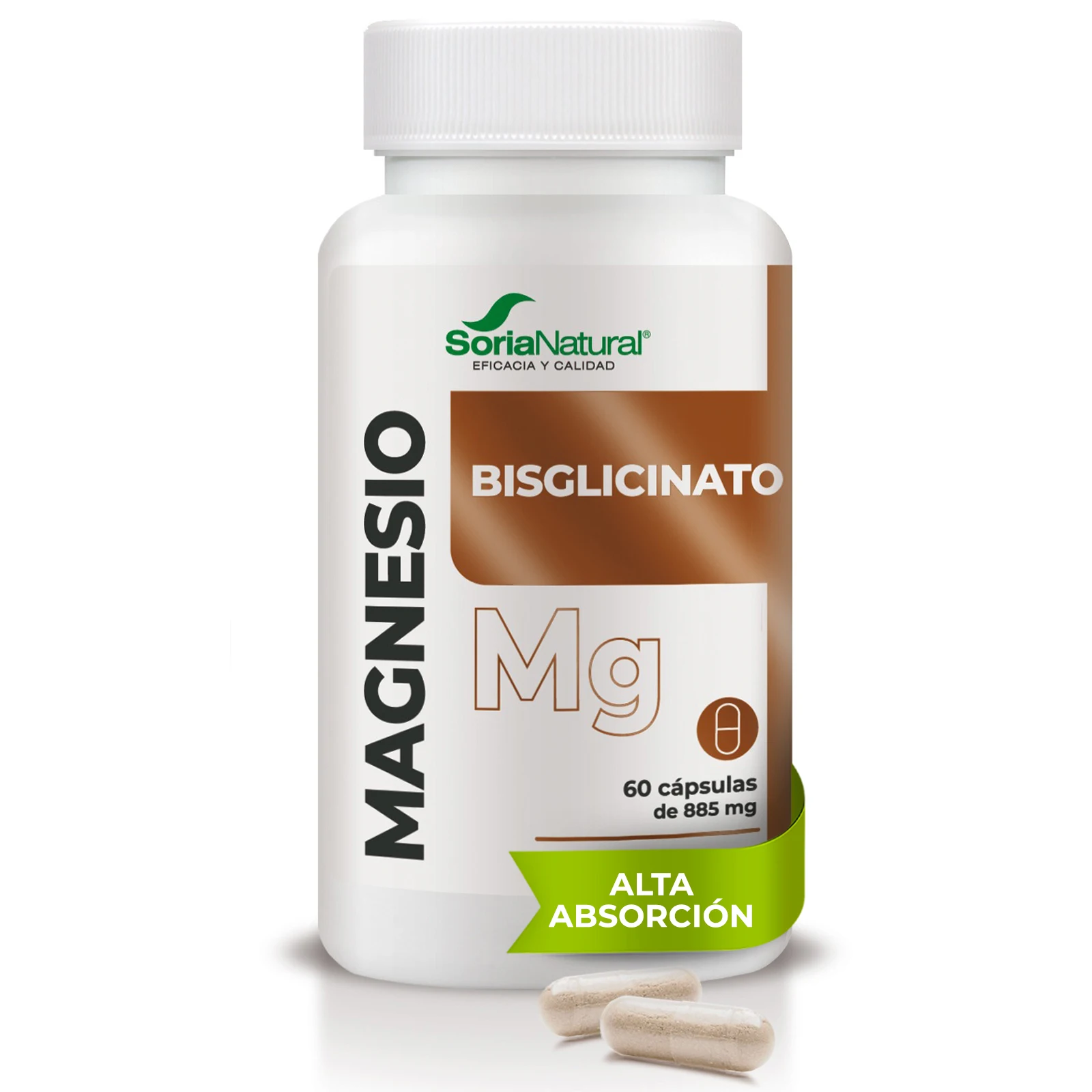 Soria Natural Bisglicinato de Magnesio de ALTA ABSORCIÓN - Complemento Alimenticio para Estrés, Energía y Músculos - 60 comprimidos