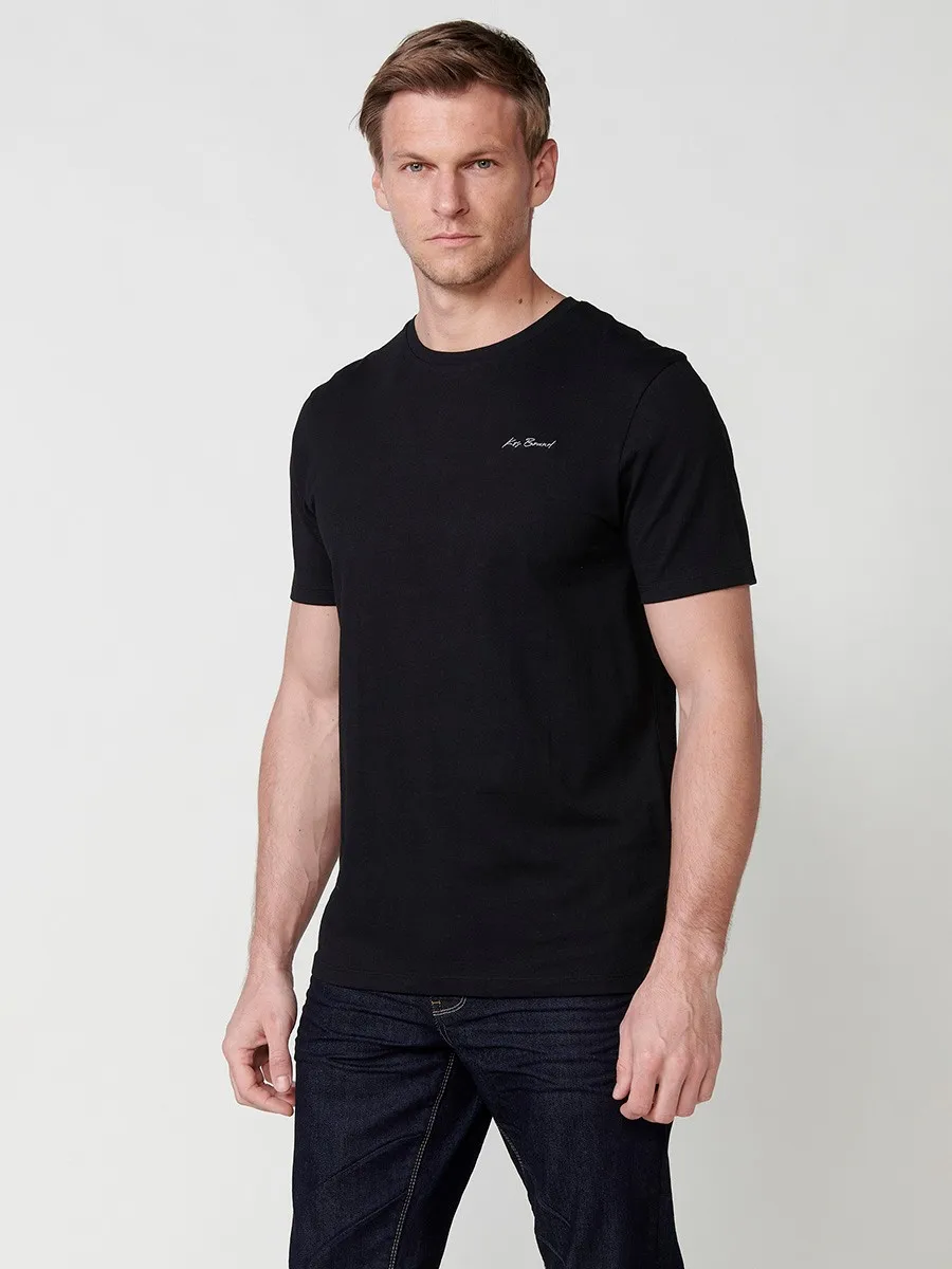 Koroshi Pack de 2 camisetas de algodón de manga corta y cuello redondo, una blanca y otra negra para hombre