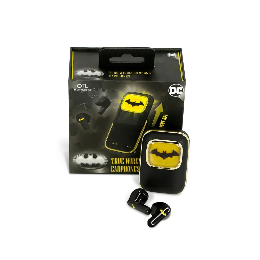 AURICULARES INALÁMBRICOS BATMAN CABALLERO OSCURO  CON ESTUCHE DE CARGA DESLIZANTE Y LUZ LED OTL Technologies