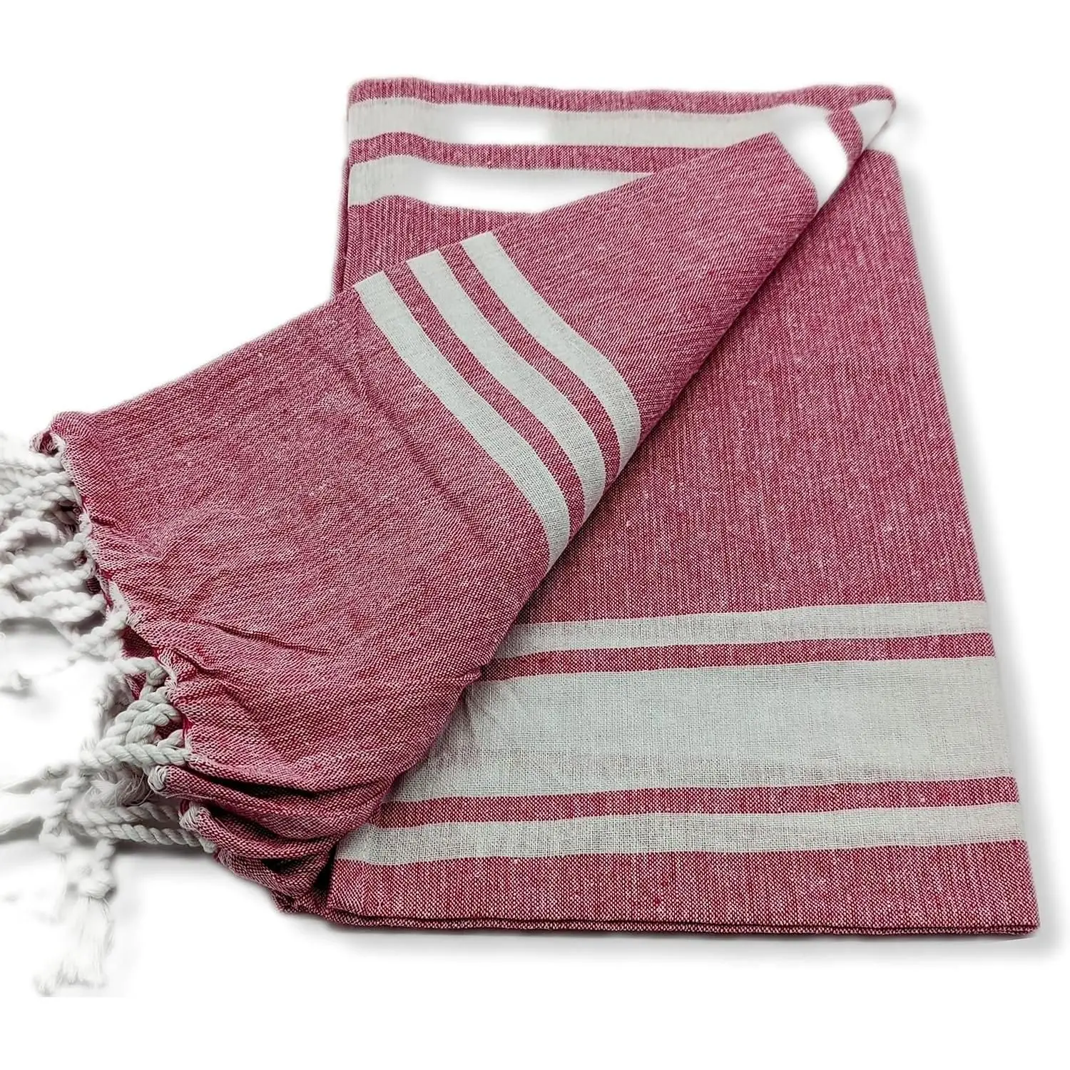 MAUI-ONYSAFE towel PAREO®-100% cotton 90x180cm + fringes. Pink color.