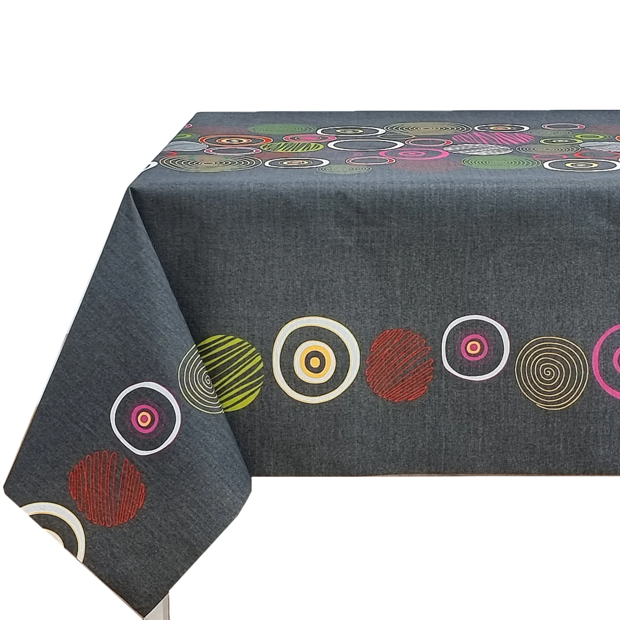 Mantel antimanchas impermeable de tela resinada, diseño círculos multicolor, fácil de limpiar, para cocina y comedor