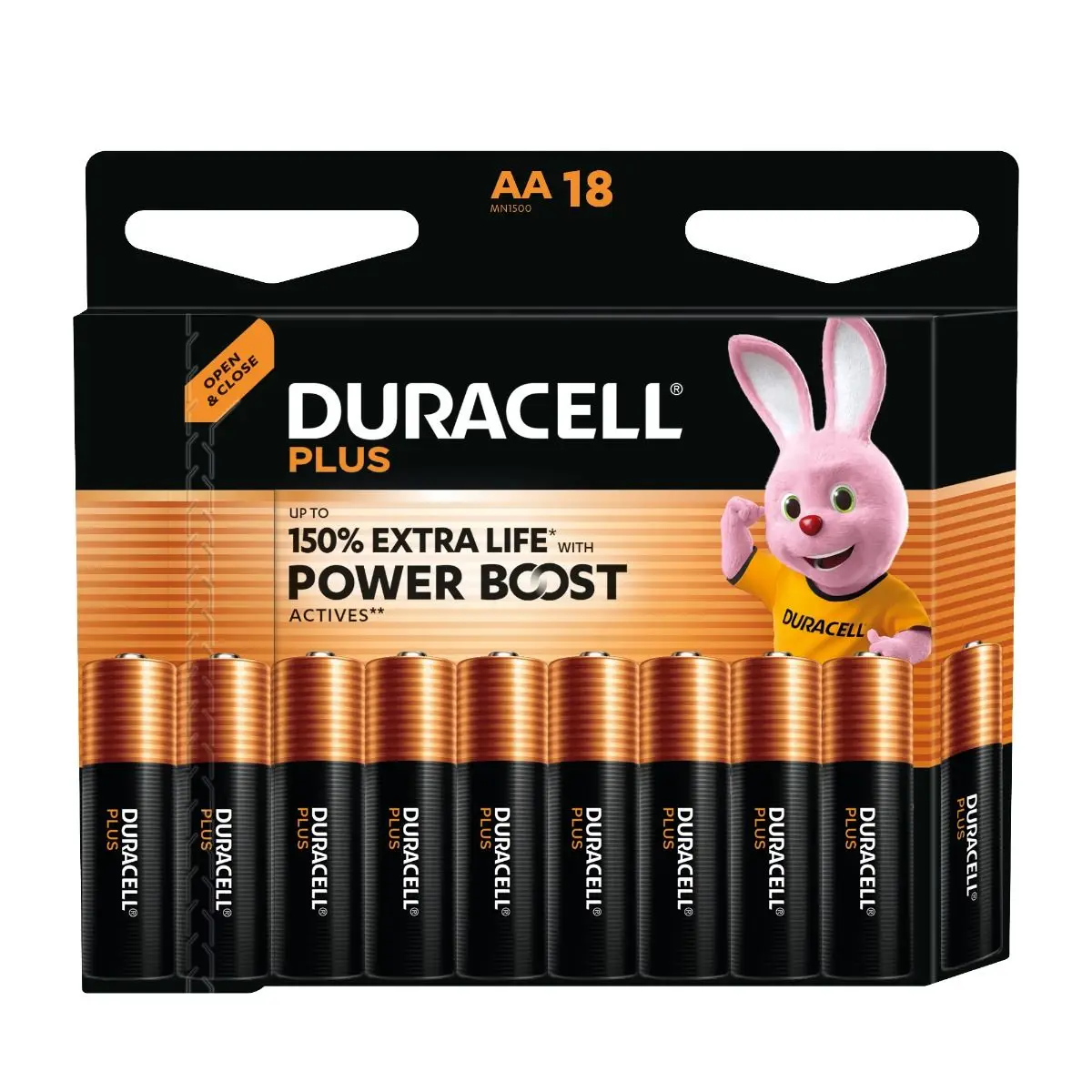Pilas DURACELL Power Boost LR06 AA – Blíster 18 Unidades | Hasta 100% Más Potencia