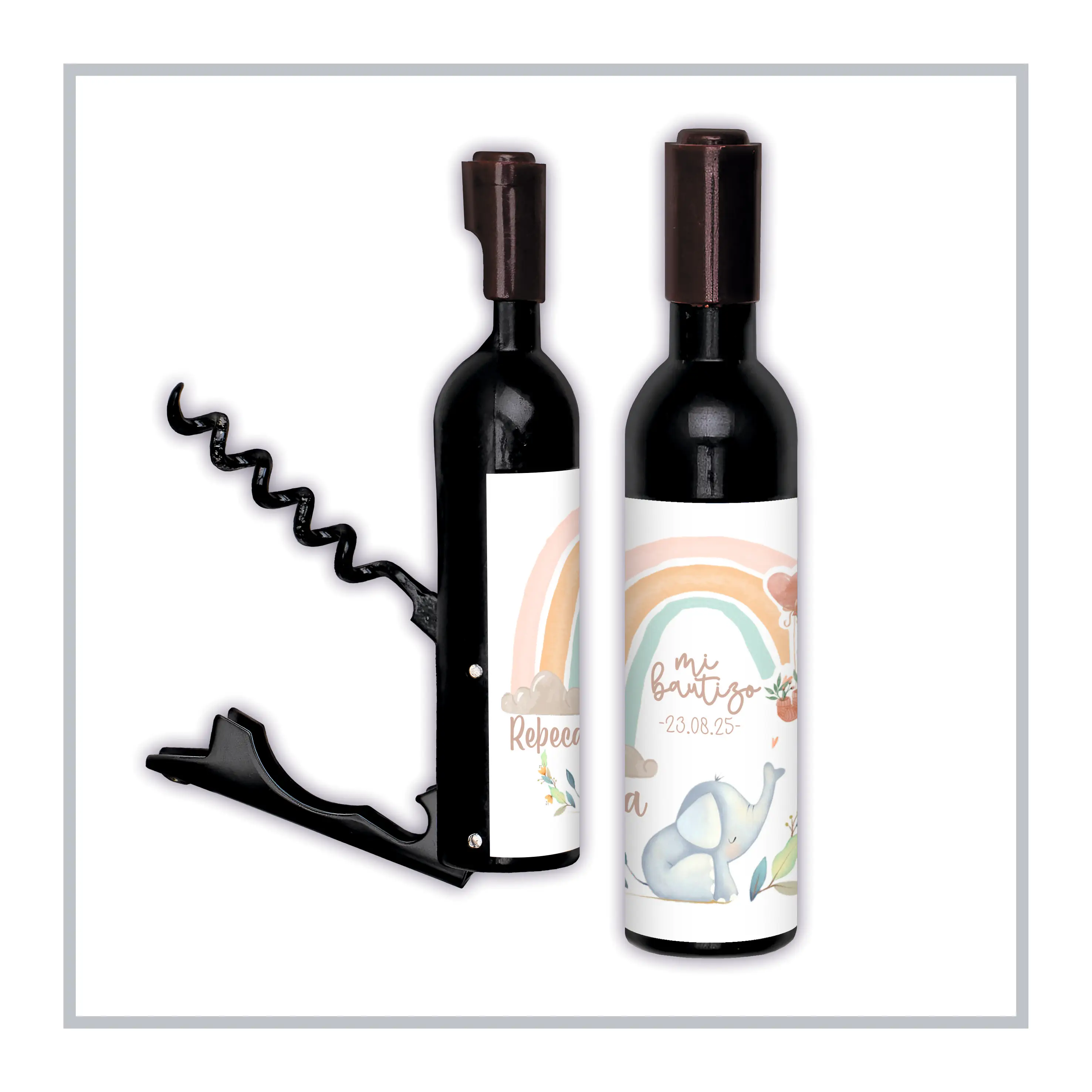RegaloVip.es - Pack Abridor Botella Imán, perfecto para regalar de forma única y original en bodas, comuniones, bautizos, para el día del padre, personalizado, etiqueta, pegatina, sacacorchos