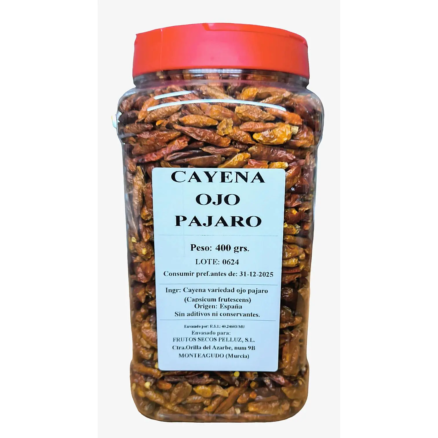 Cayena Ojo Pájaro 400 gr - Especias Sin Conservantes - Origen España - Marca Pelluz