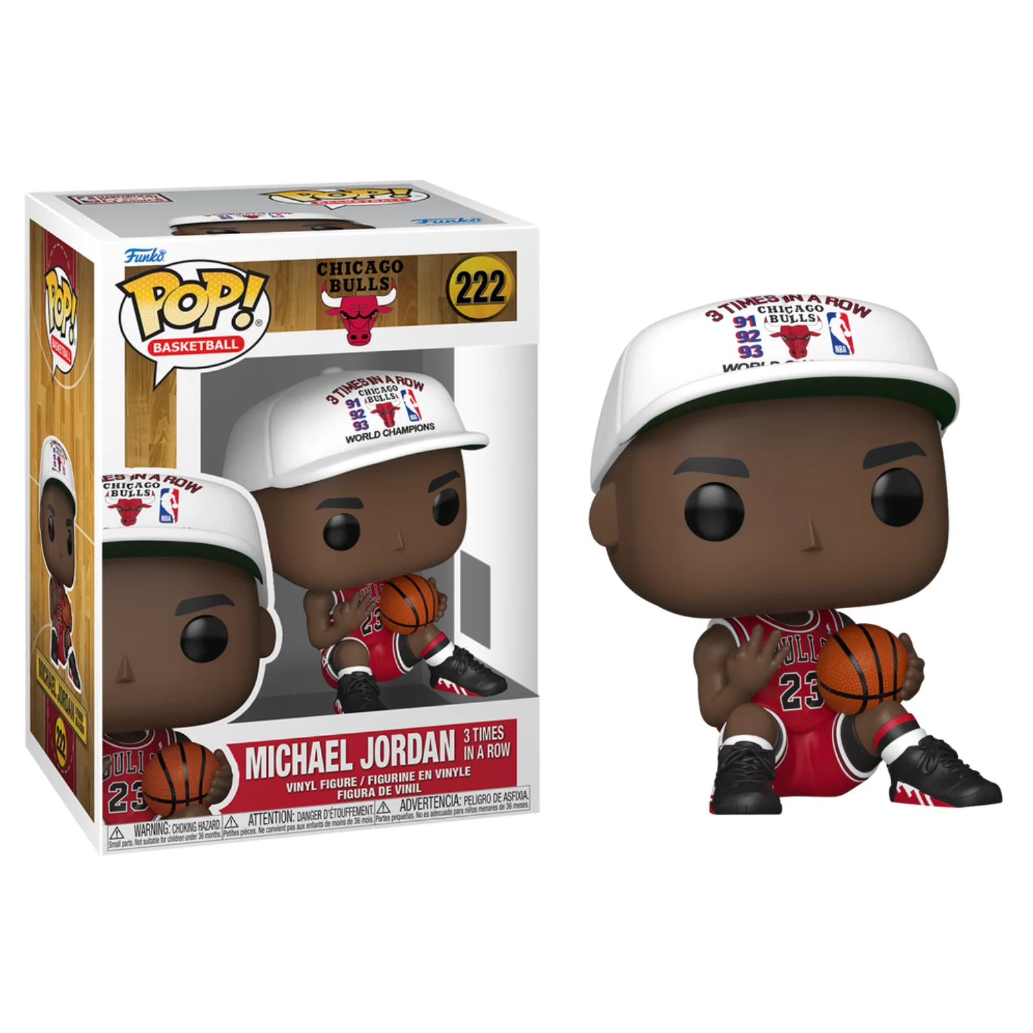FUNKO POP! NBA: BULLS - MICHAEL JORDAN (TRICAMPEON), 90538, Nº222, TIENDA CON LICENCIA OFICIAL, ENVIO 24-48 HORAS PENÍNSULA, FIGURA, CABEZÓN, MUÑECO, JUGUETES, BALONCESTO, DEPORTE, BASKET, JUGADOR