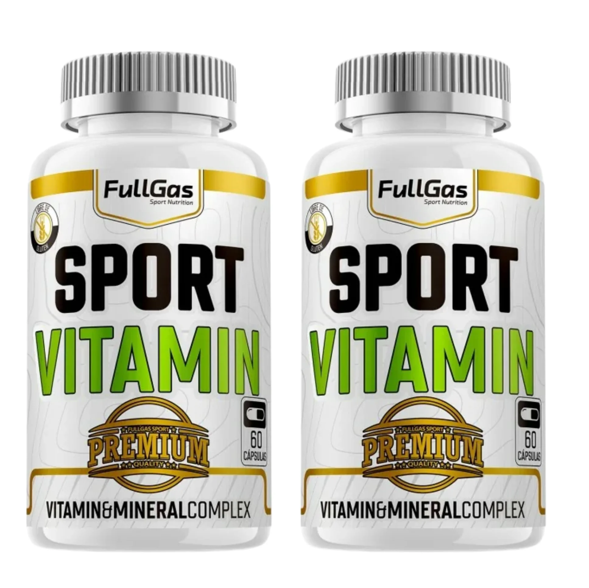 Fullgas - sport vitamin premium - pack 2 - complex of vitamins (multivitamin) and minerals (multimineral). Includes magnesium, choline, vitamins c, d, k, b, a, iron, zinc and much more. Only 1 capsule a day. Gluten and lactose